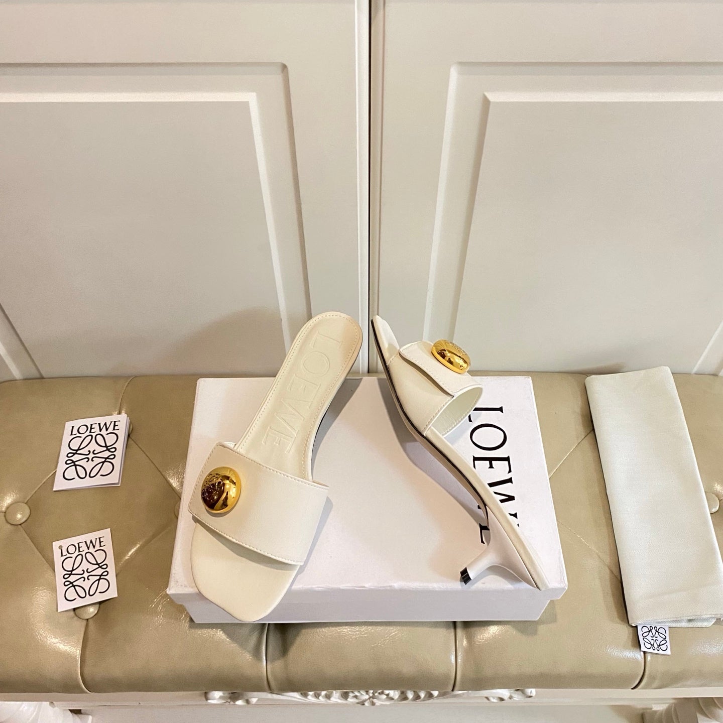 Loewe 25 Pebble Leather  Mule 45mm Multicolor Cowhide