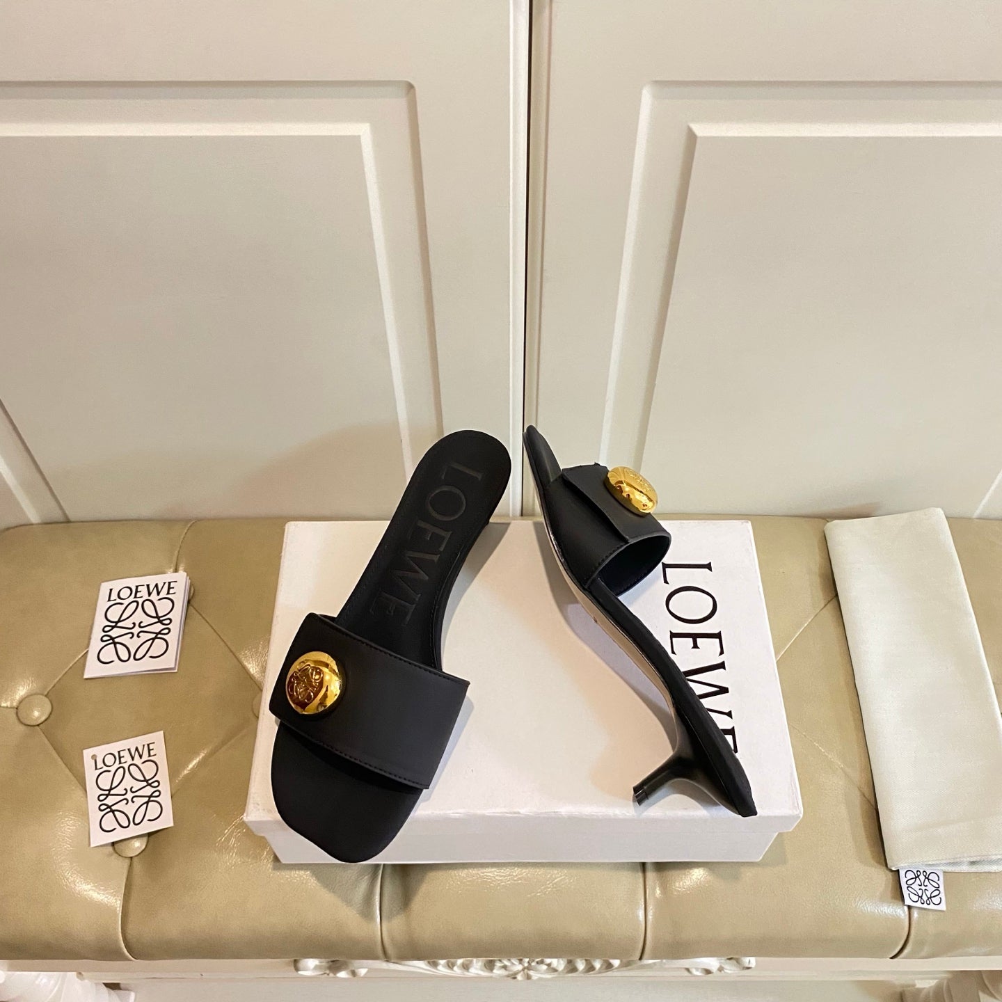 Loewe 25 Pebble Leather  Mule 45mm Multicolor Cowhide