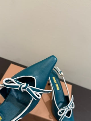 Miu slingback pump teal blue leather