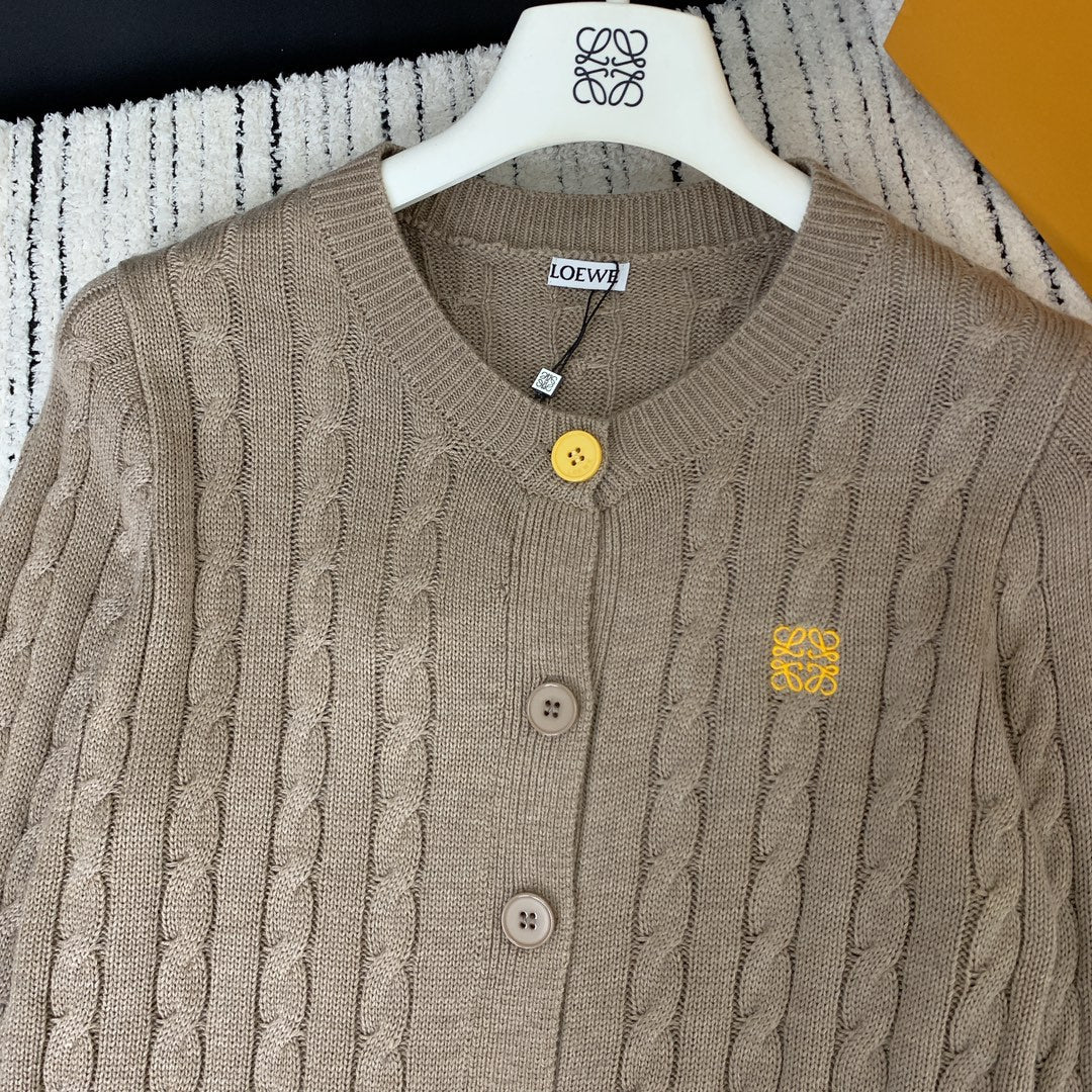 Loewe 2025 Knitted Embroidered Logo Button-Up Cardigan Wool 289130