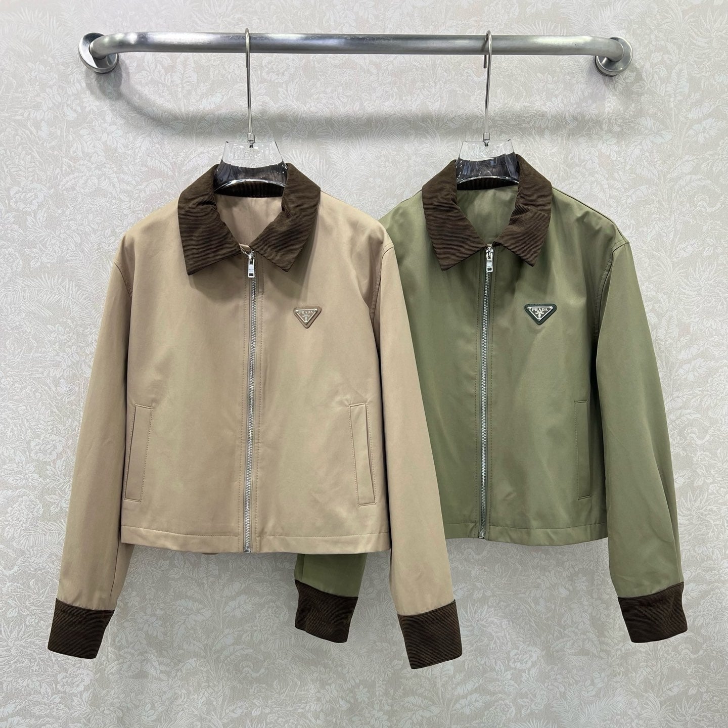 Prada 2025 Jacket Green And Beige Cotton