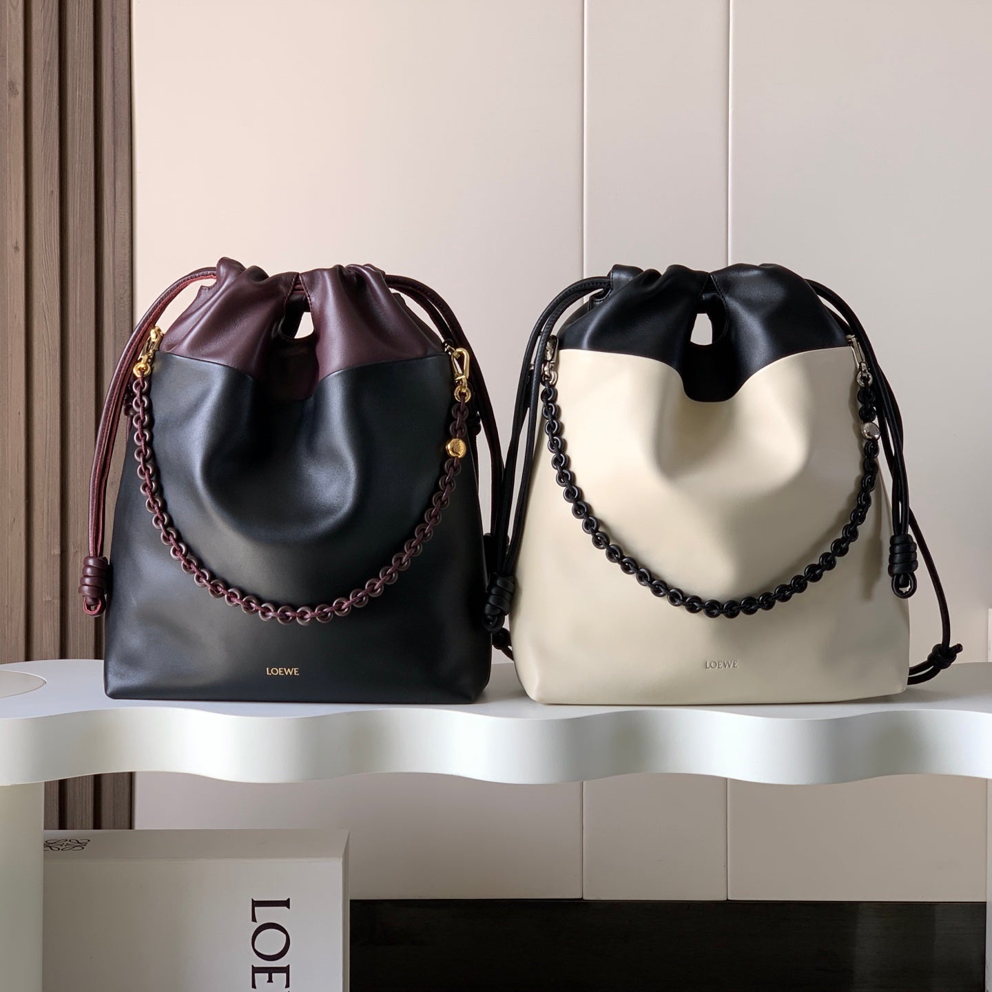 Loewe 2025 Two-Tone Nappa Lambskin 38cm Flamenco Purse Tote Bag 274700