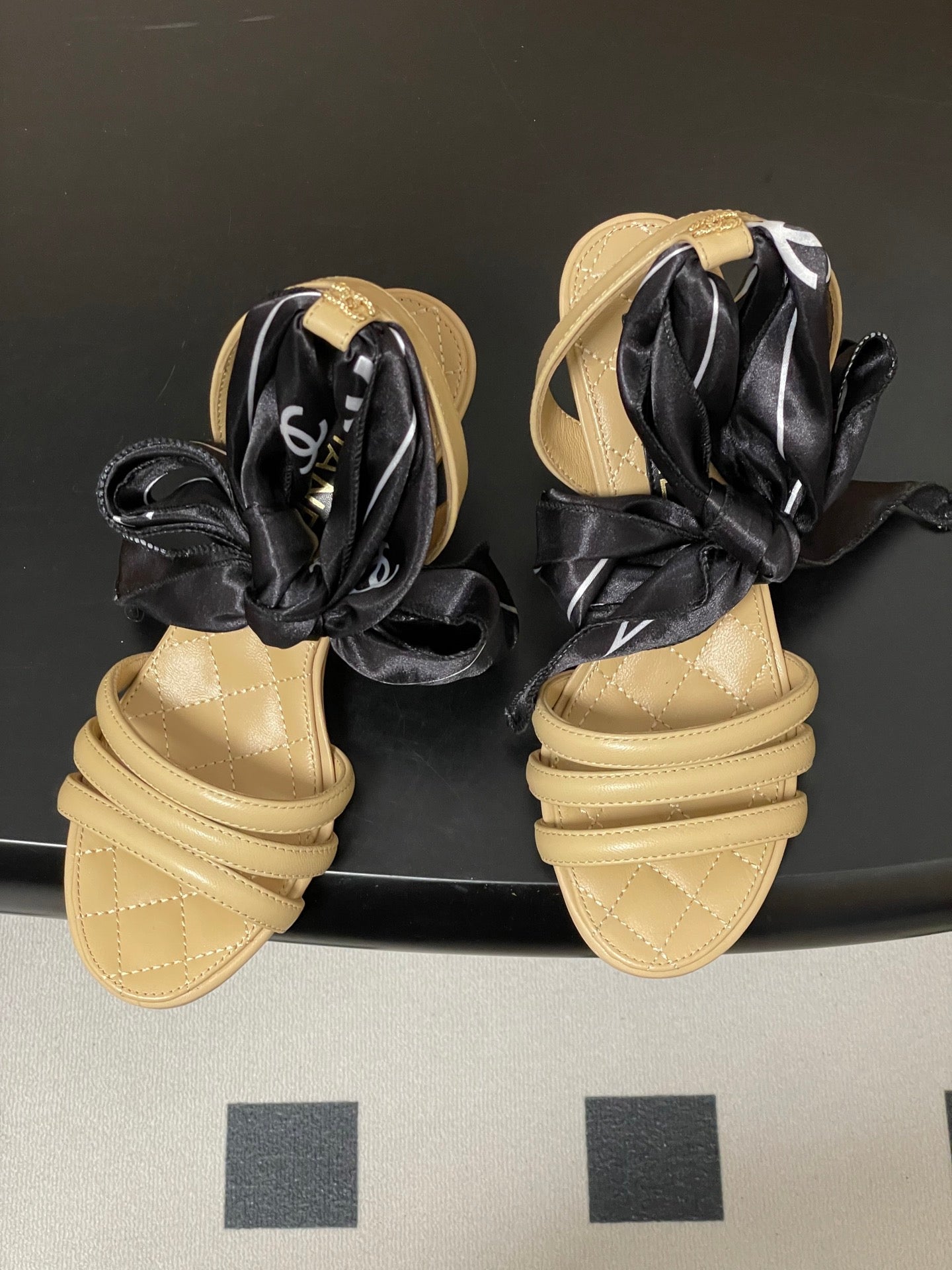 CC 26 Quilted Sandal 70mm With Scarf Sheepskin