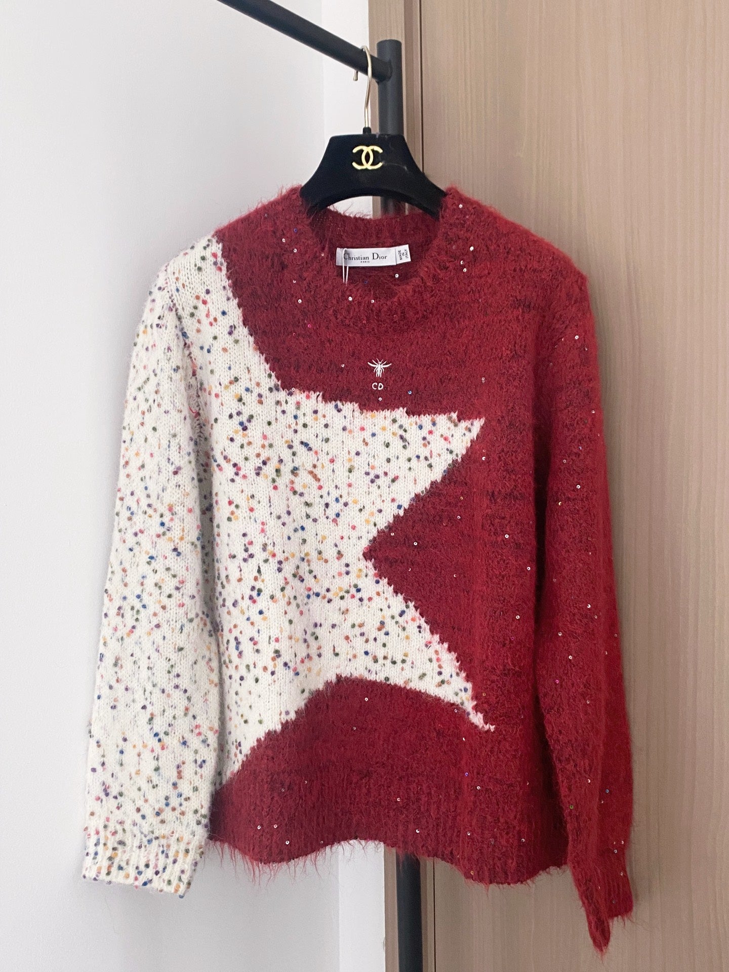 Dior 2025 Star Sweater Red and Blue Wool