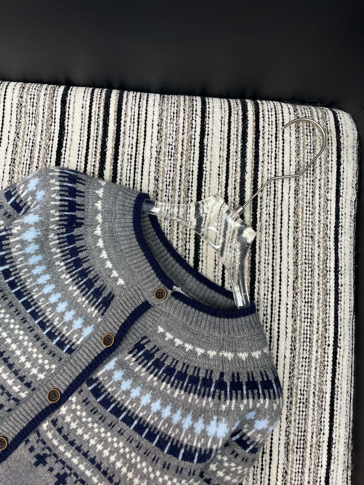 Dior 2025 Knitted Cardigan White and Gray Wool