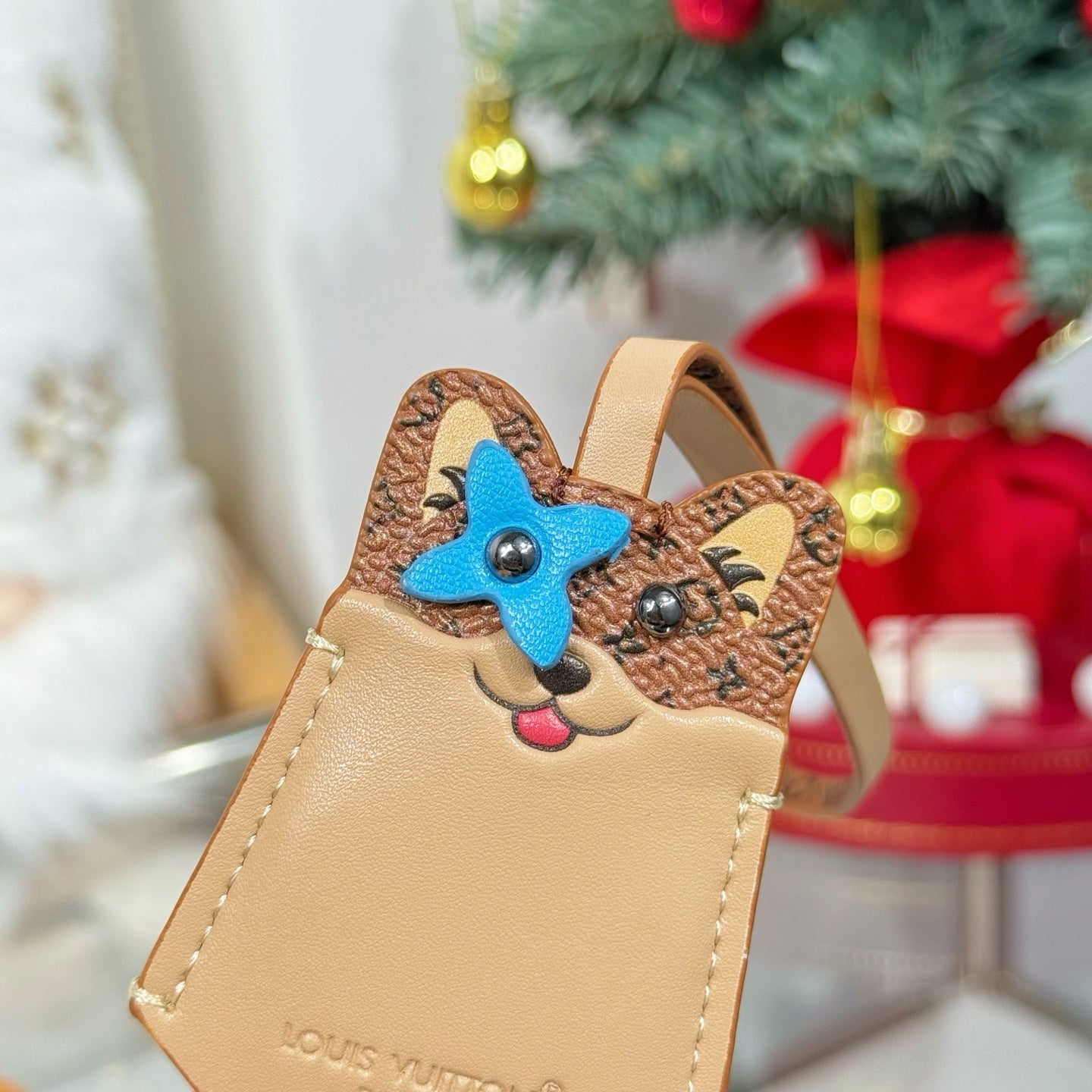 LV Cat Charm Beige Leather