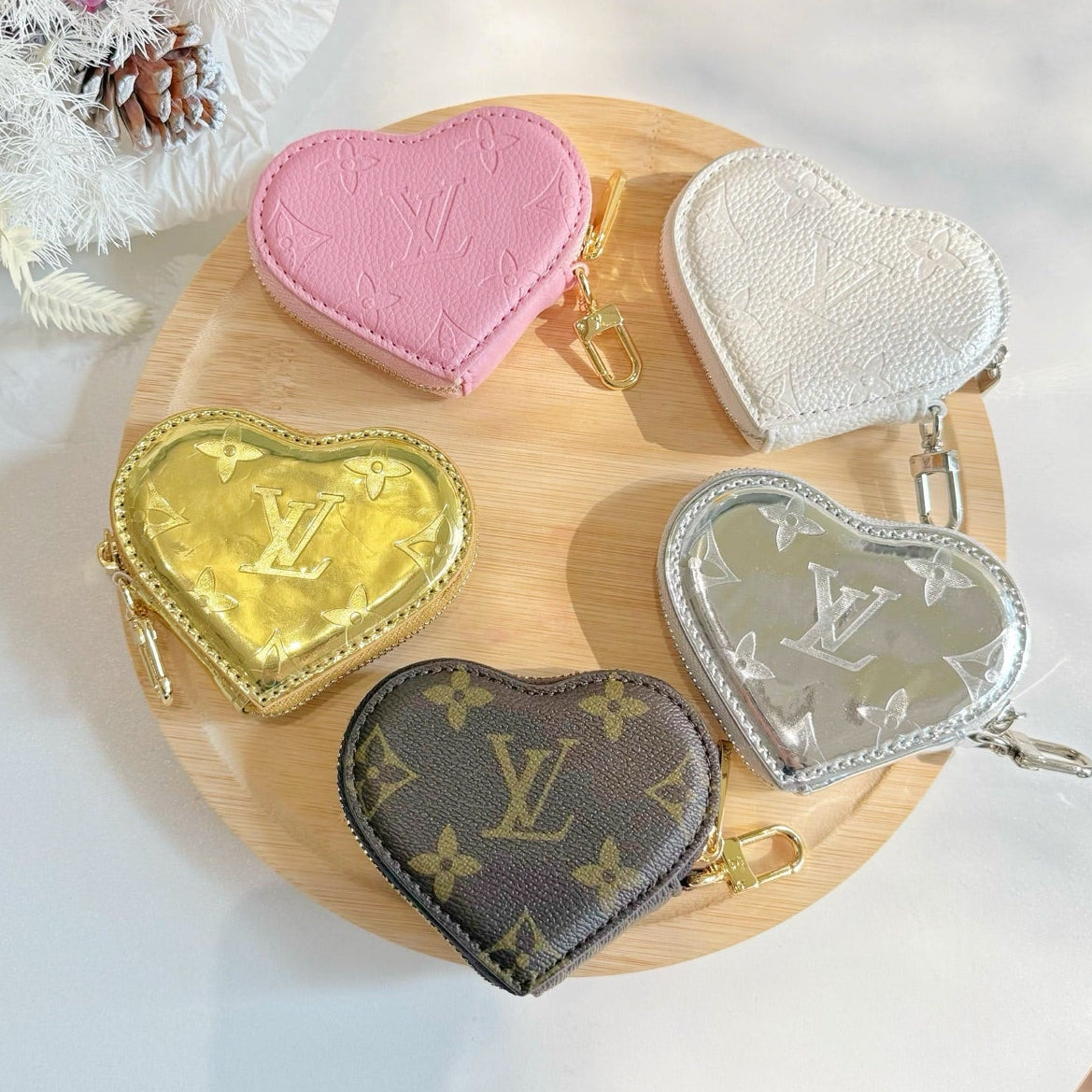 LV Heart Bag Charm Leather