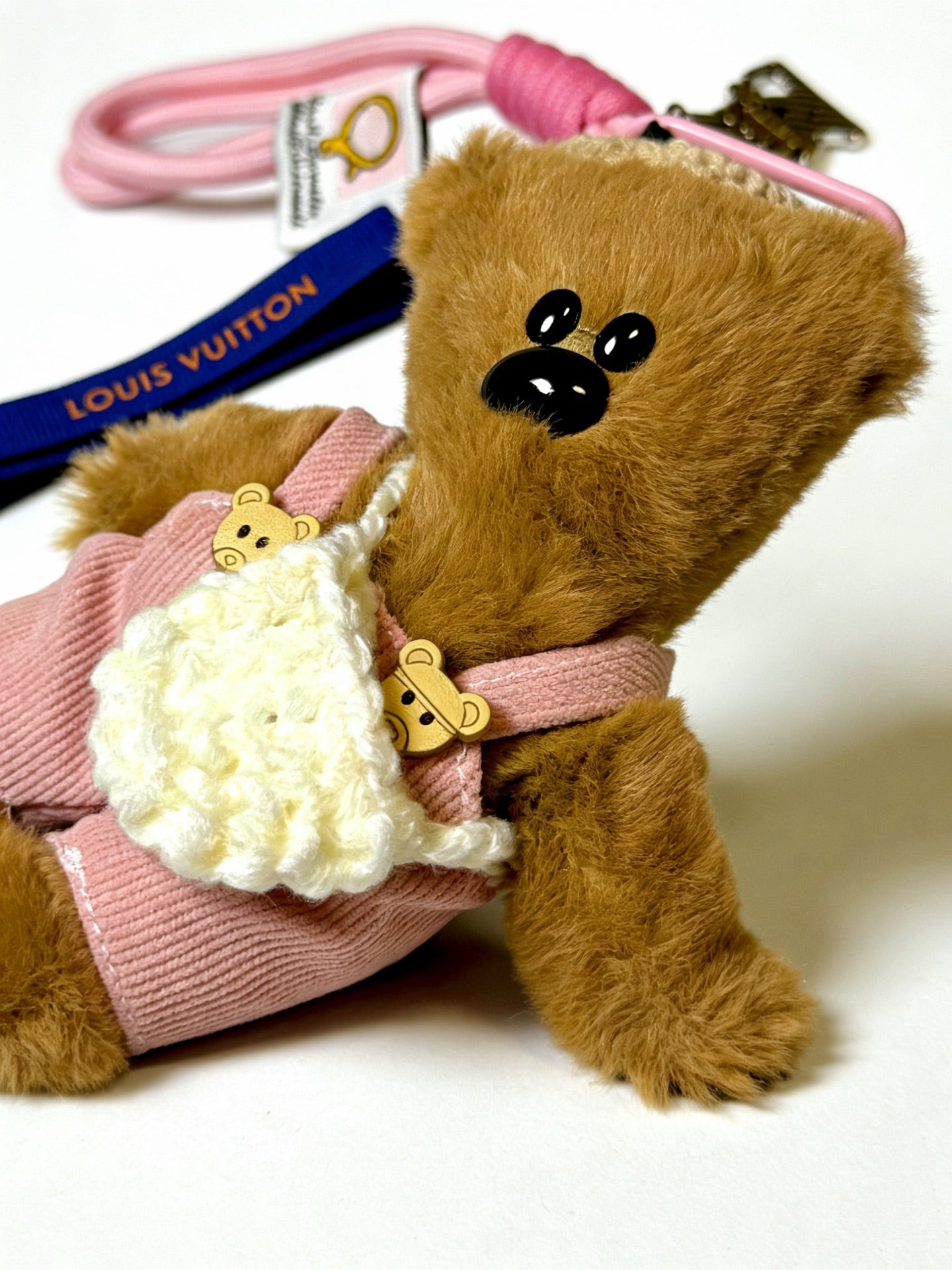 LV Plush Bear Black and Pink Charm