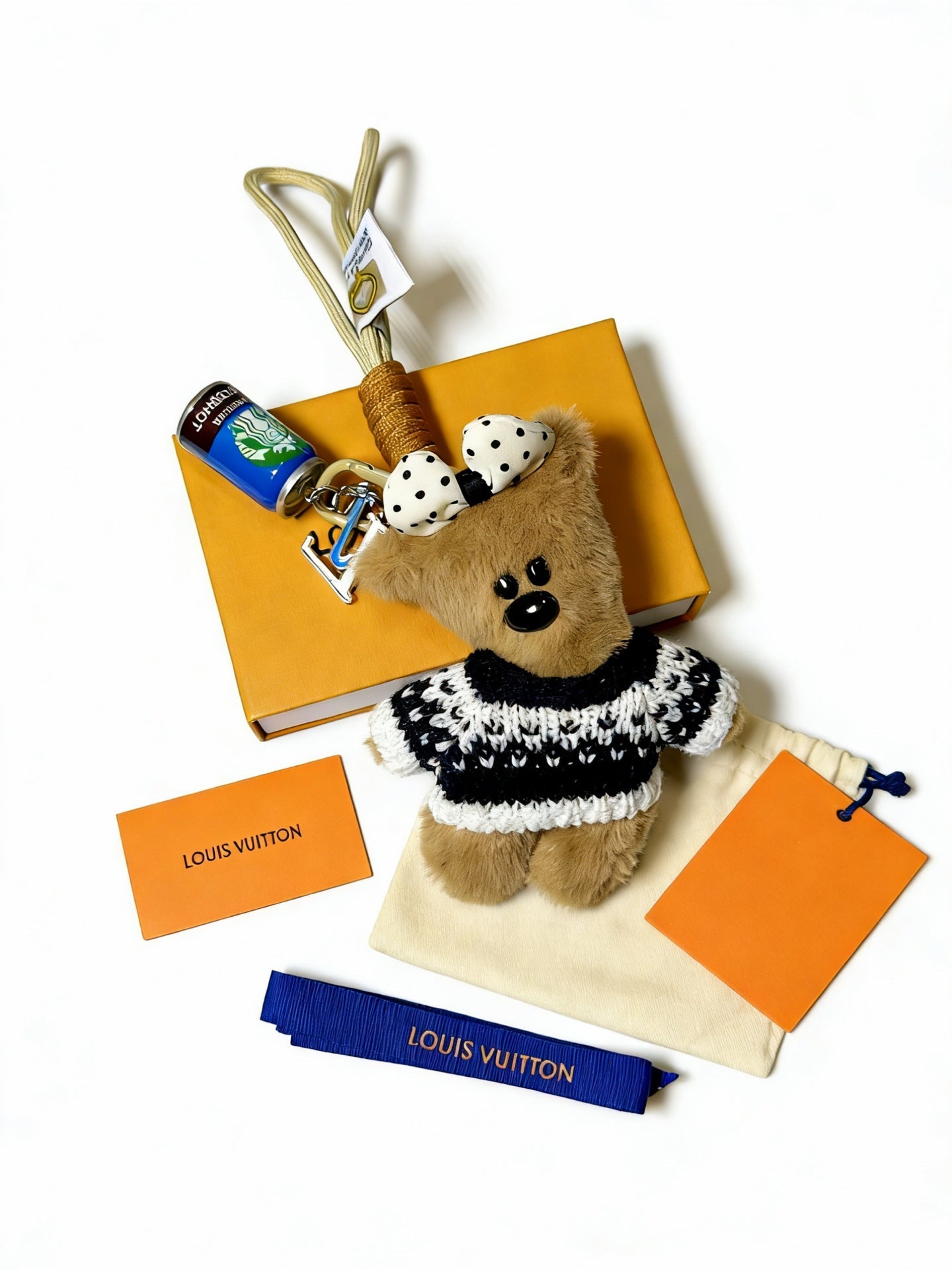 LV Plush Bear Black and Pink Charm