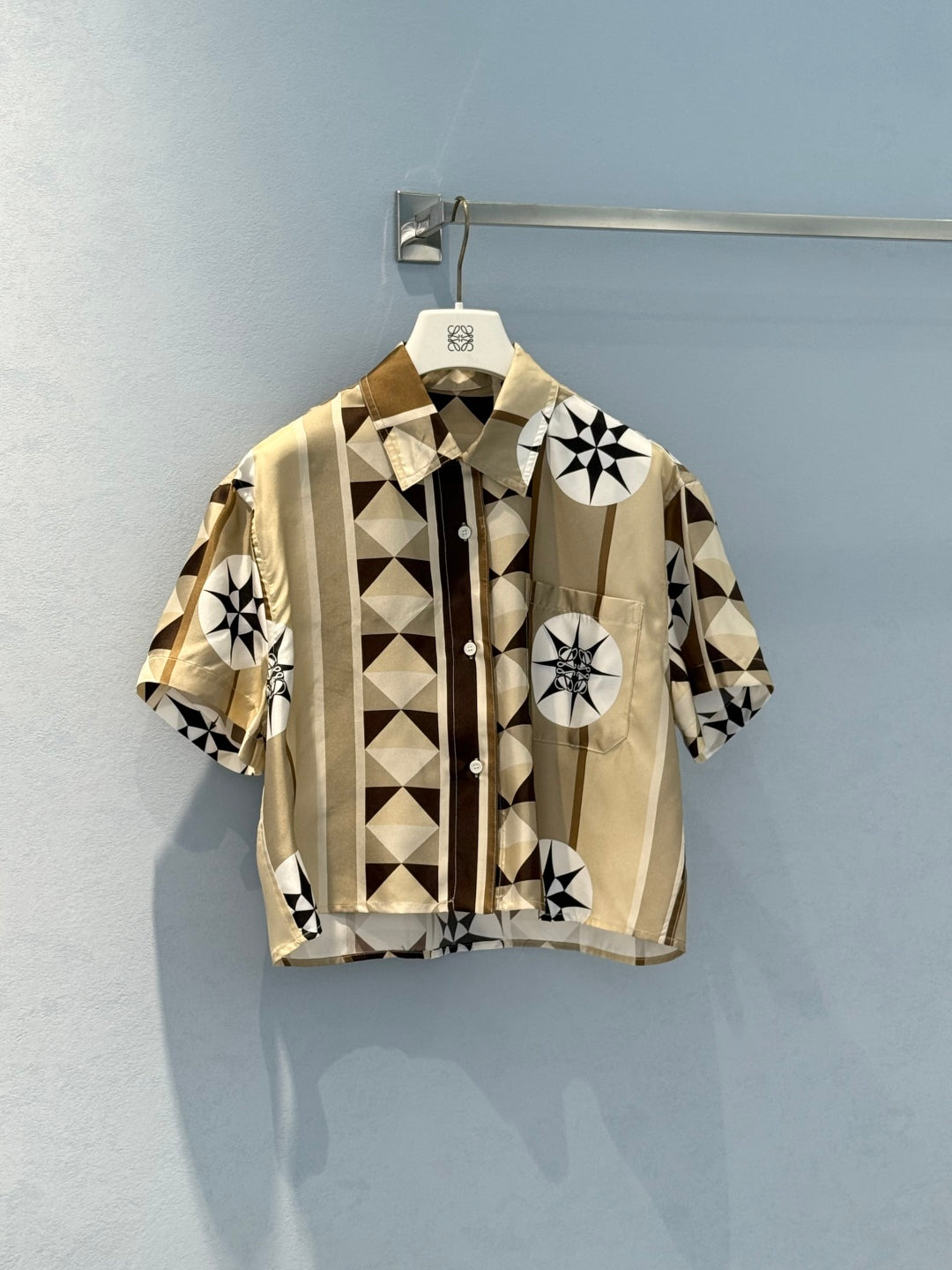 Loewe 25 Shirt Beige Brown Silk