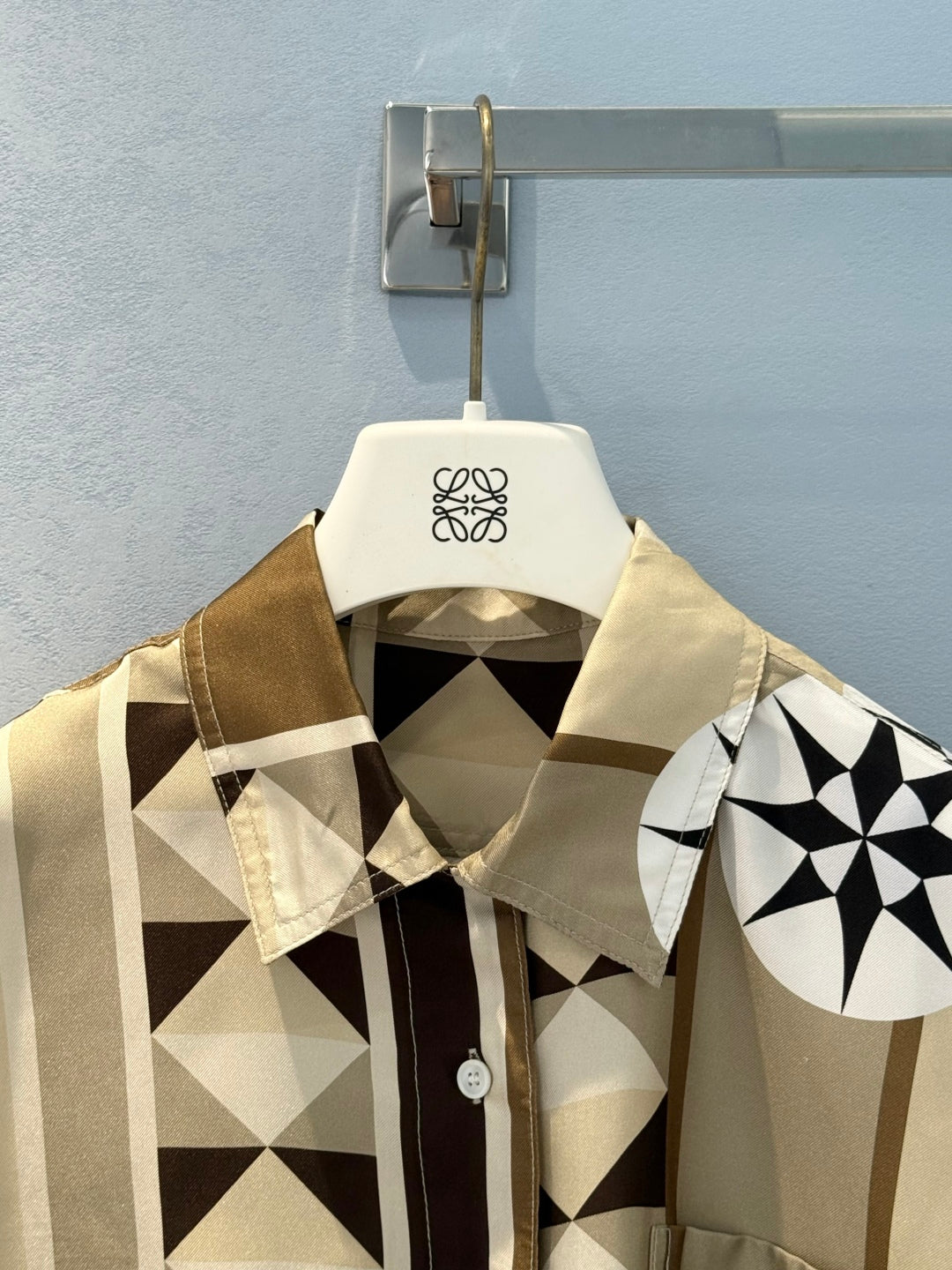 Loewe 25 Shirt Beige Brown Silk