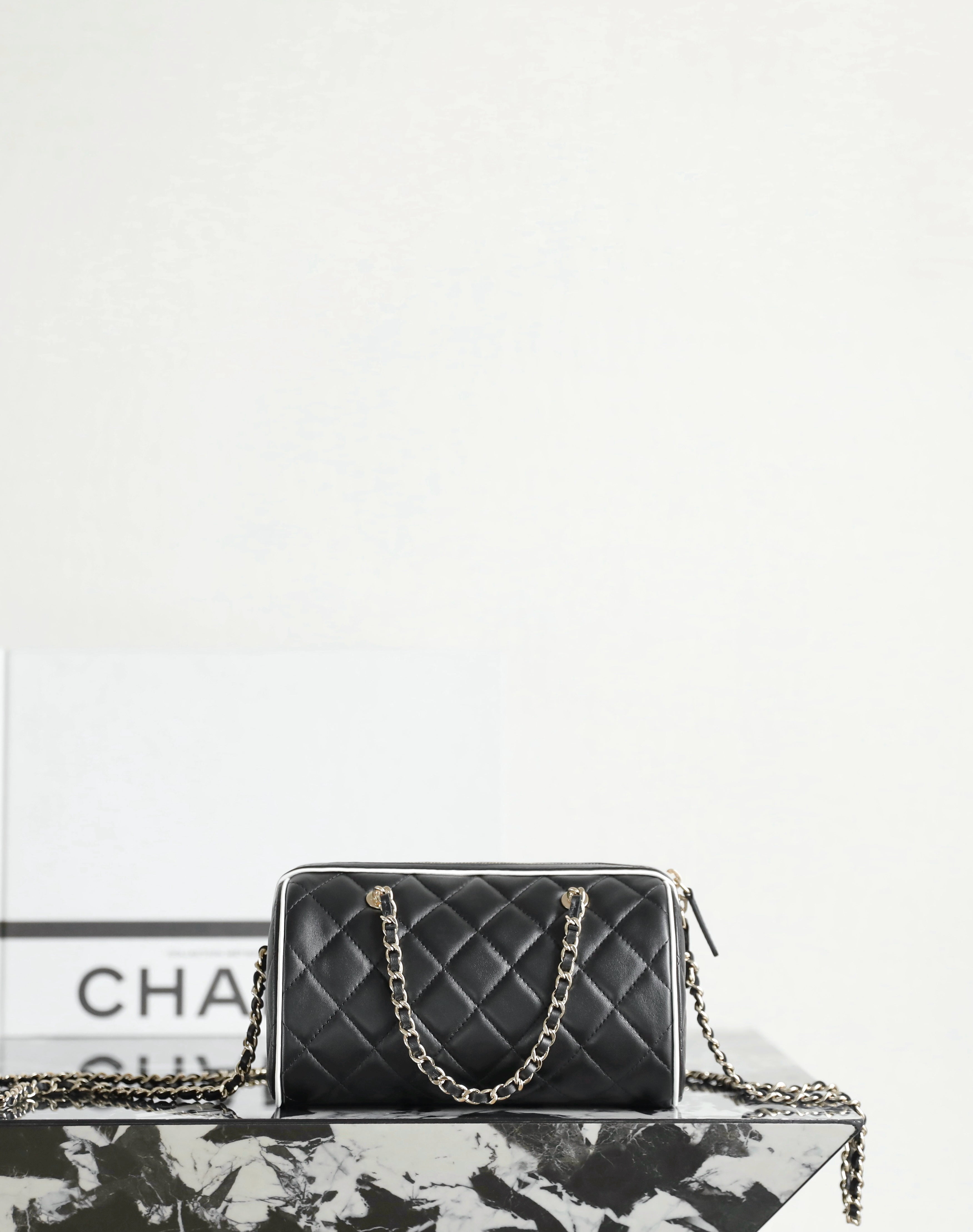 Chanel 2025 Bowling Bag Black Lambskin 342996