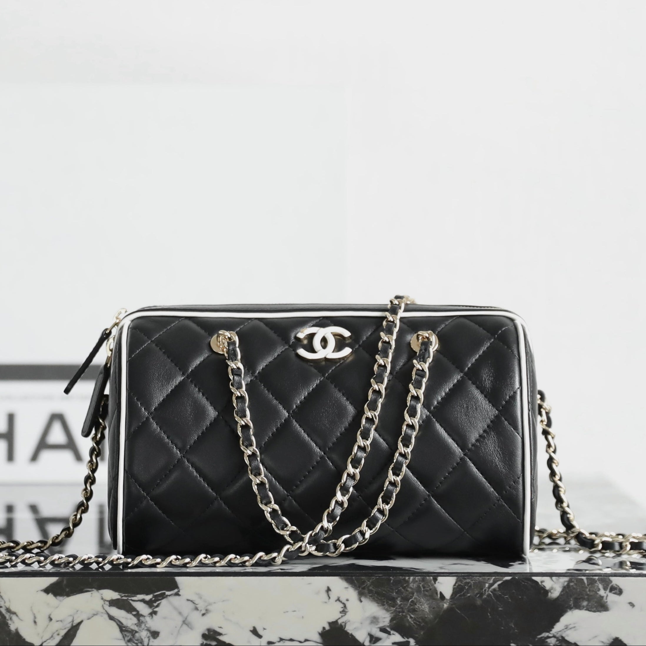 Chanel 2025 Bowling Bag Black Lambskin 342996