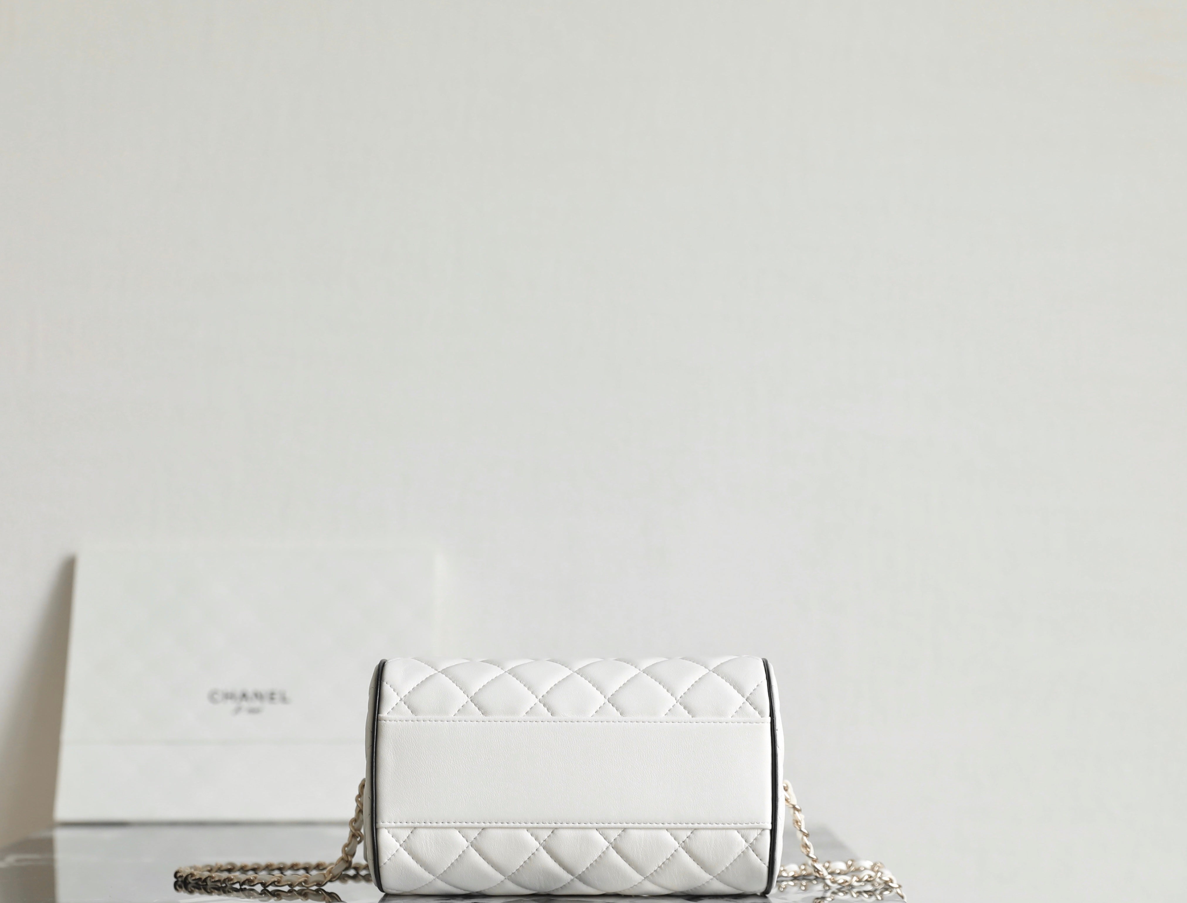 Chanel 2025 Bowling Bag White Lambskin 343004