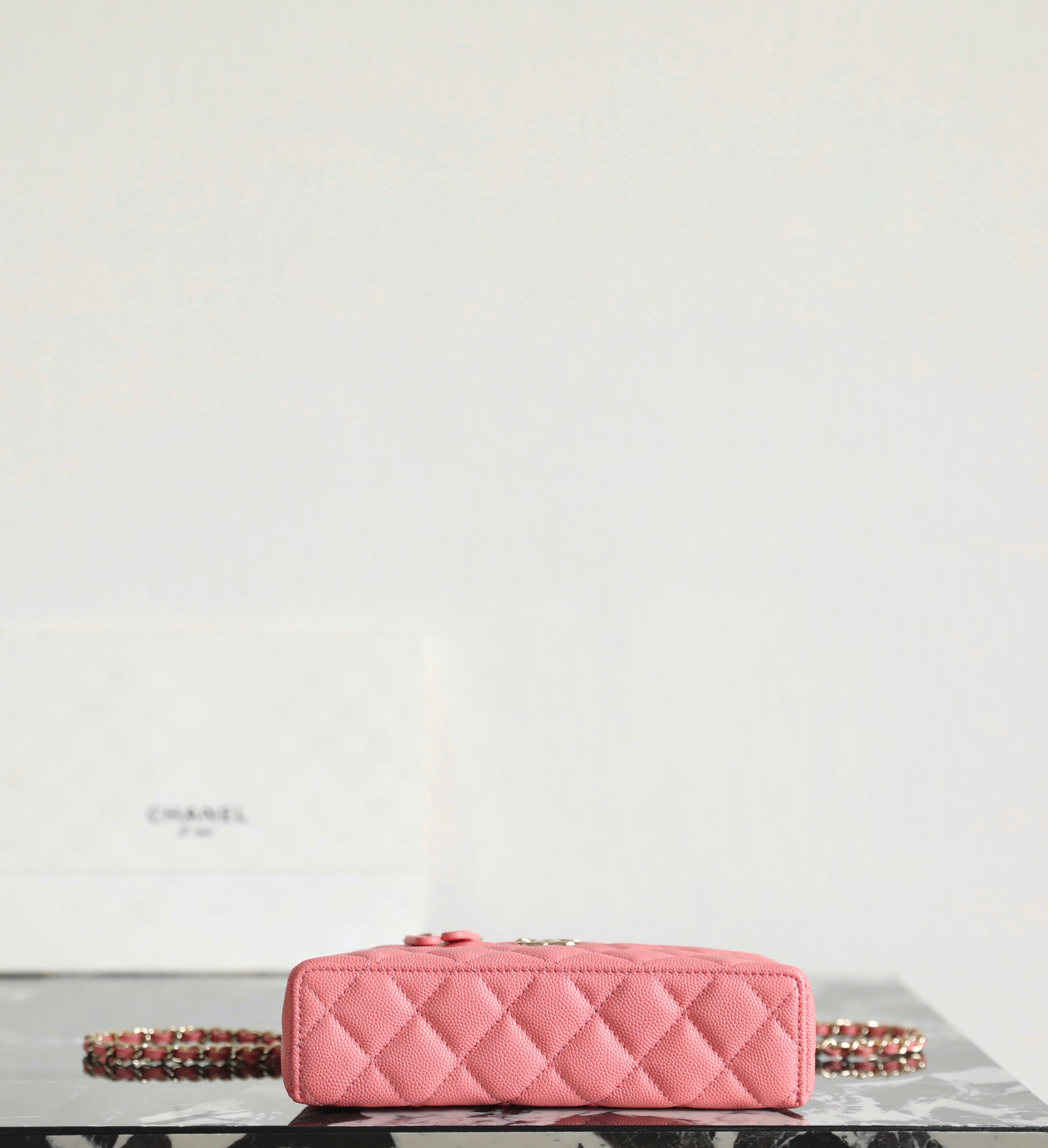 CC 2025 Vanity Bag 19.5cm Coral Pink Caviar Leather