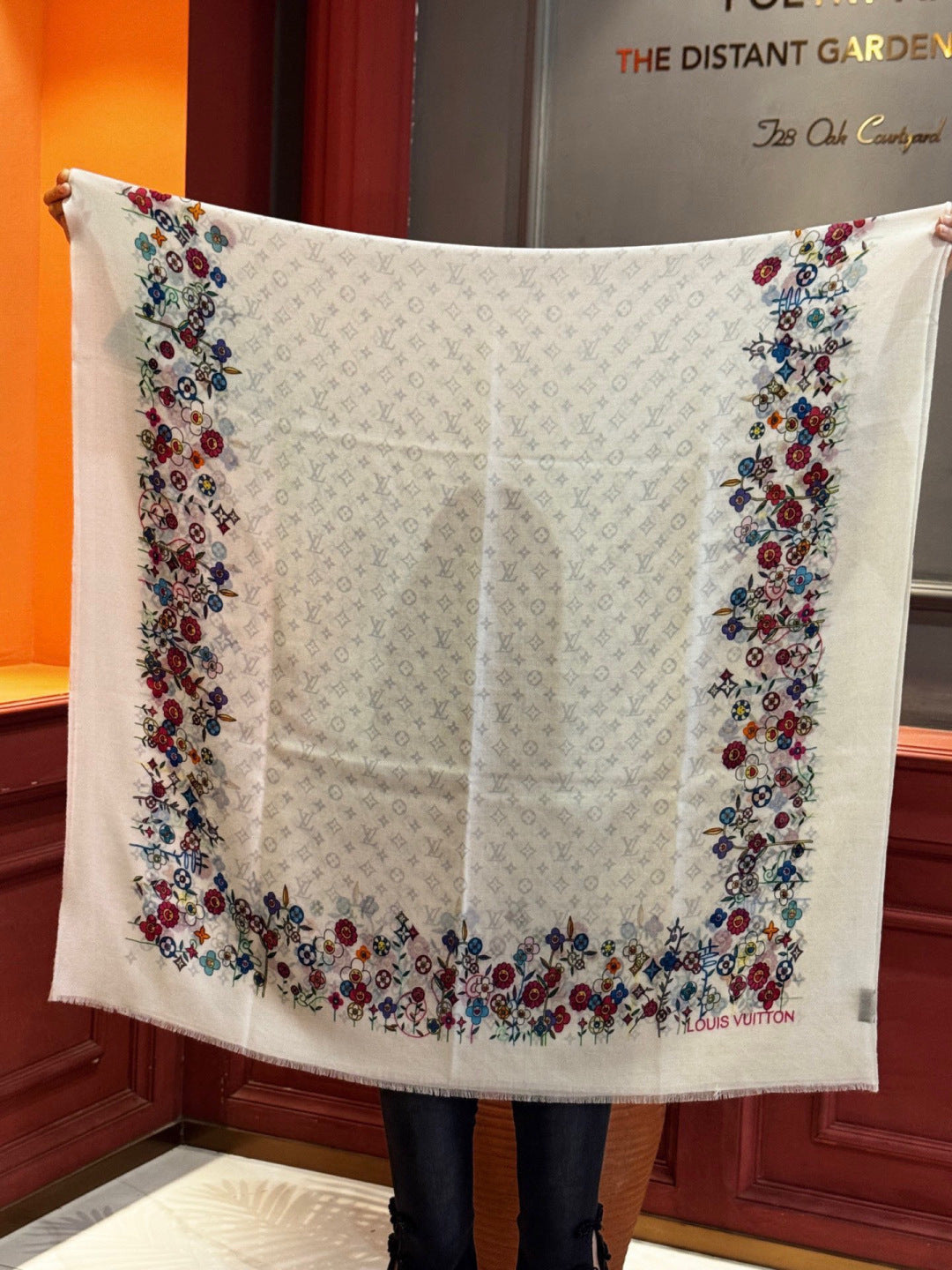 LV x TM Monogram Superflat Flowers 140cm White Multicolor Silk Wool 969172