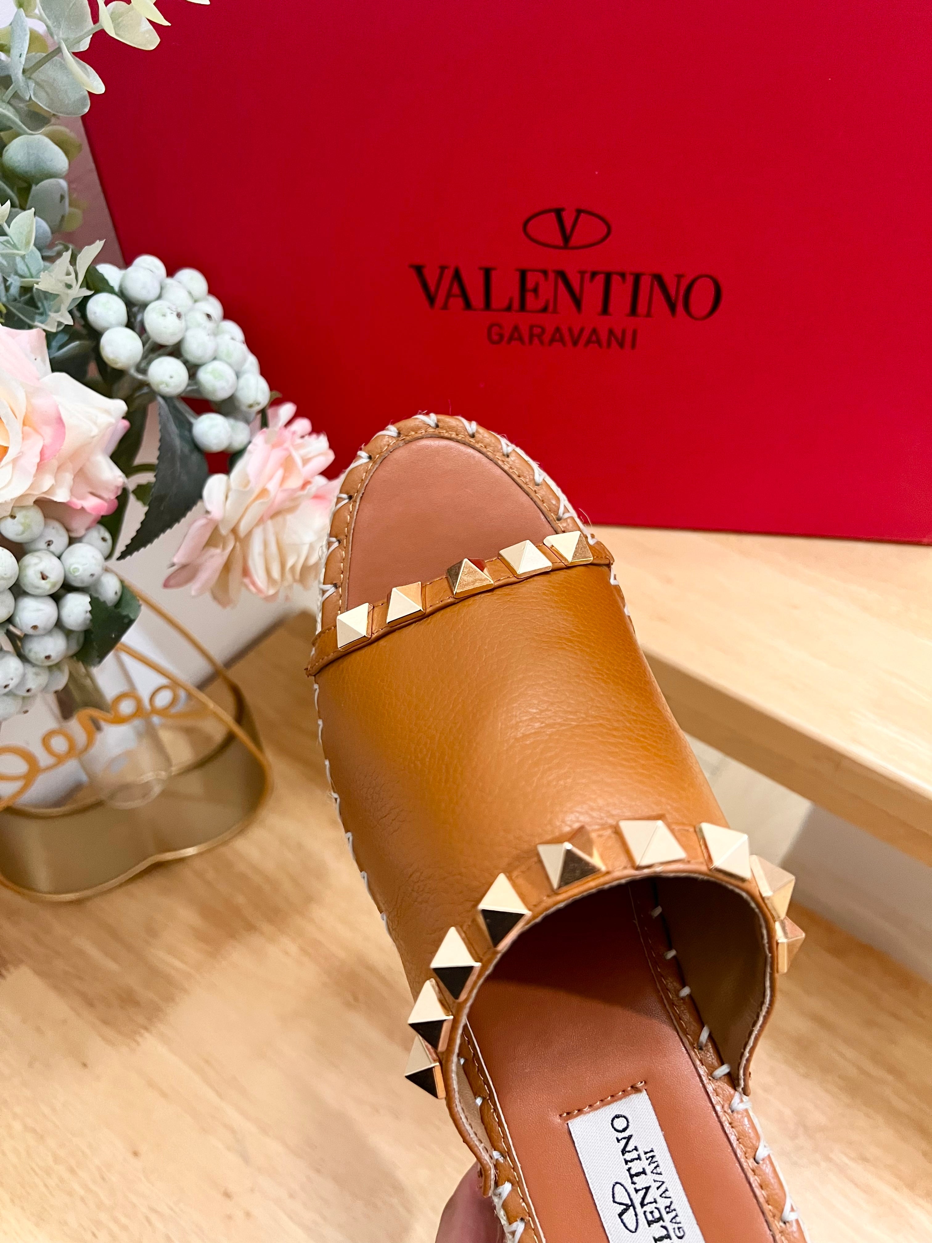 Valentino Mule Wedge Brown Leather 240595