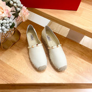 Valentino Rockstud Embellished Slip On Espadrille White Cowhide 240574
