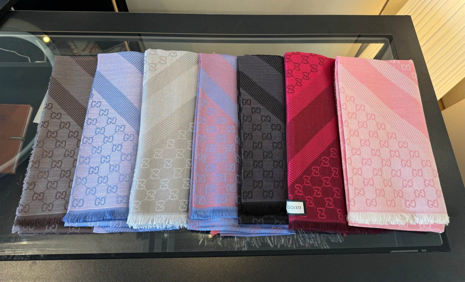 GG Scarf 140CM Red Twill Silk 293466