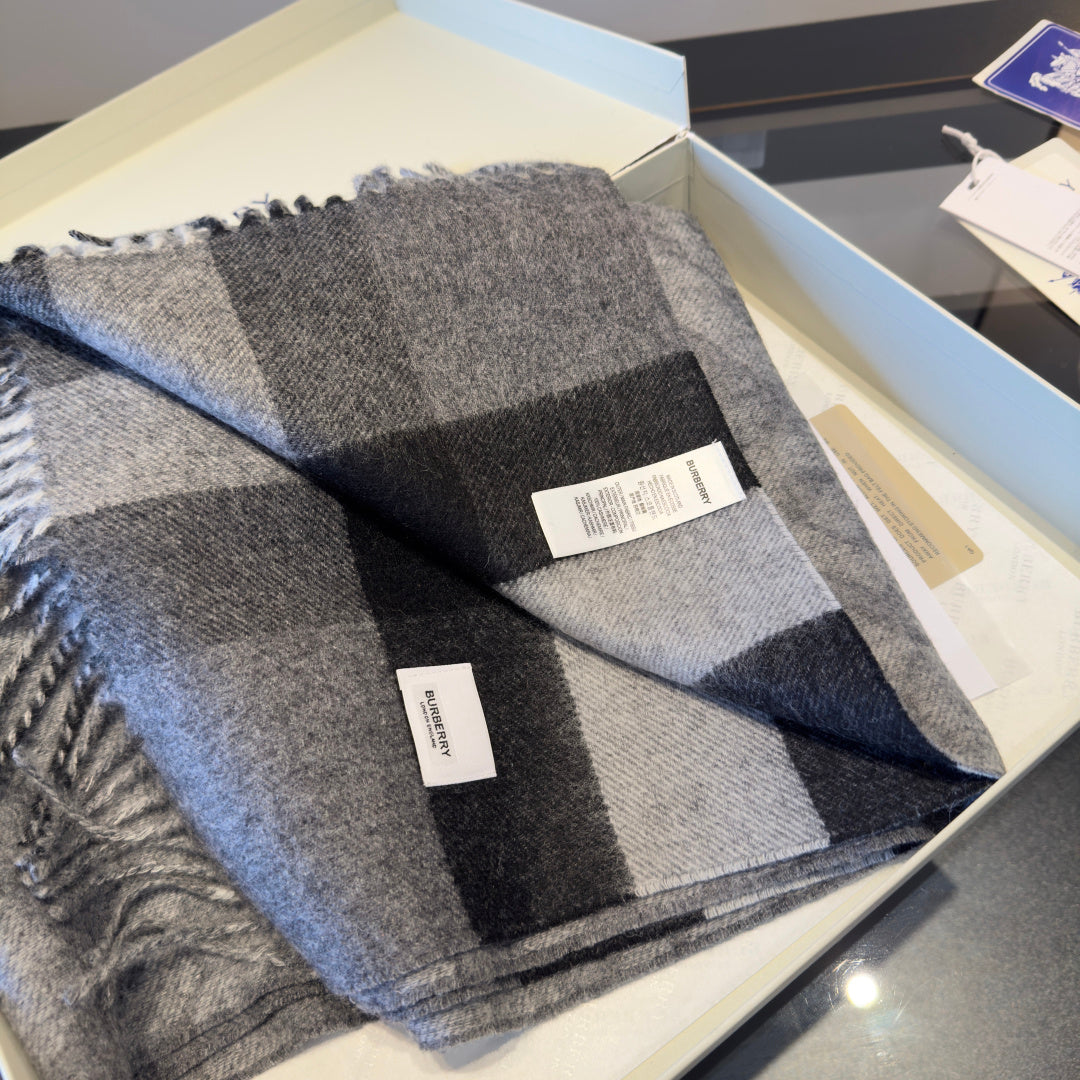 BBR Long Scarf 200CM Gray Black Cashmere 293424