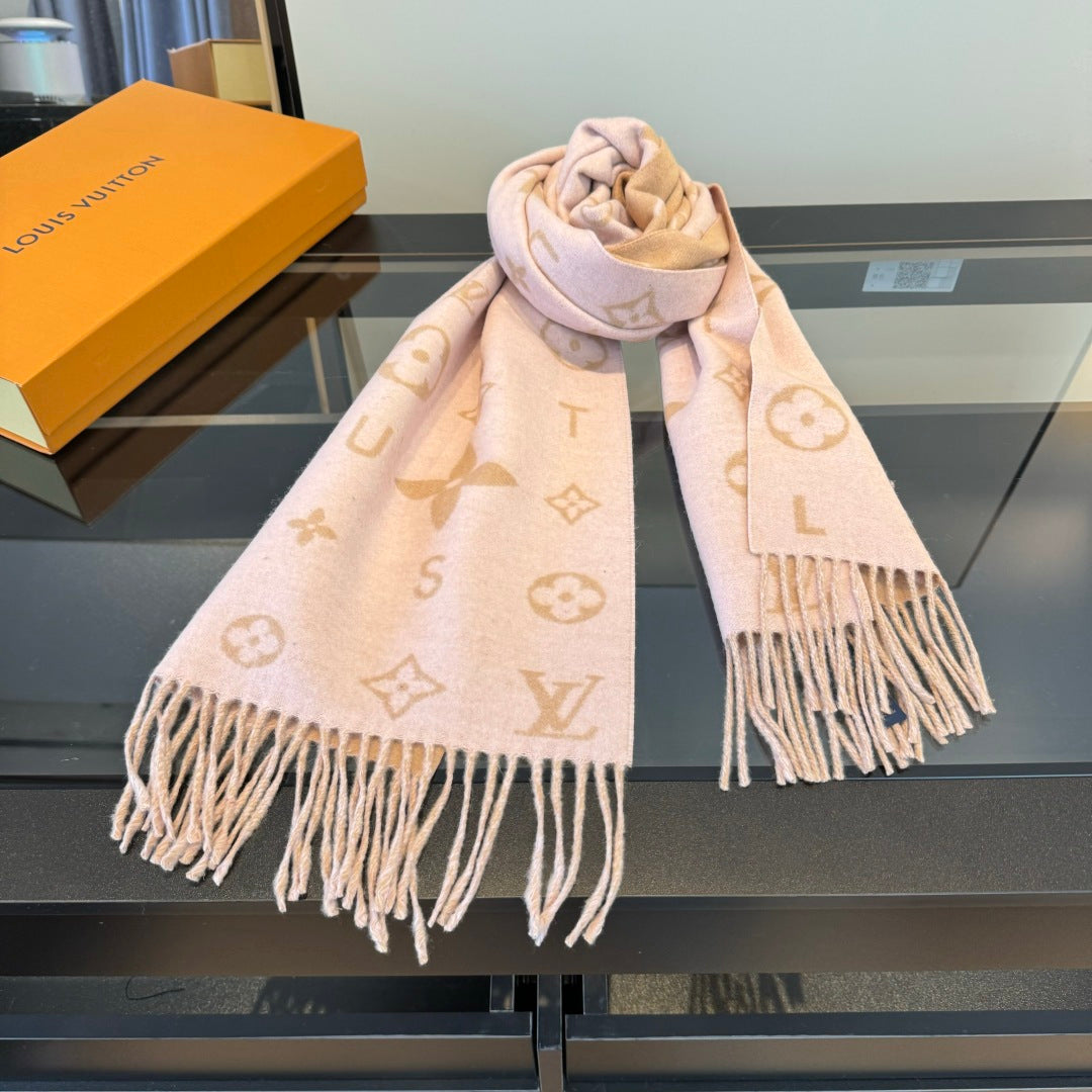 LV 25 Scarf 220CM Light Pink Wool 293518