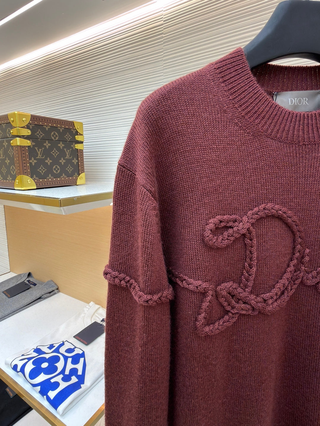 Dior 2025 Ribbon Knit Sweater Burgundy Wool 746473