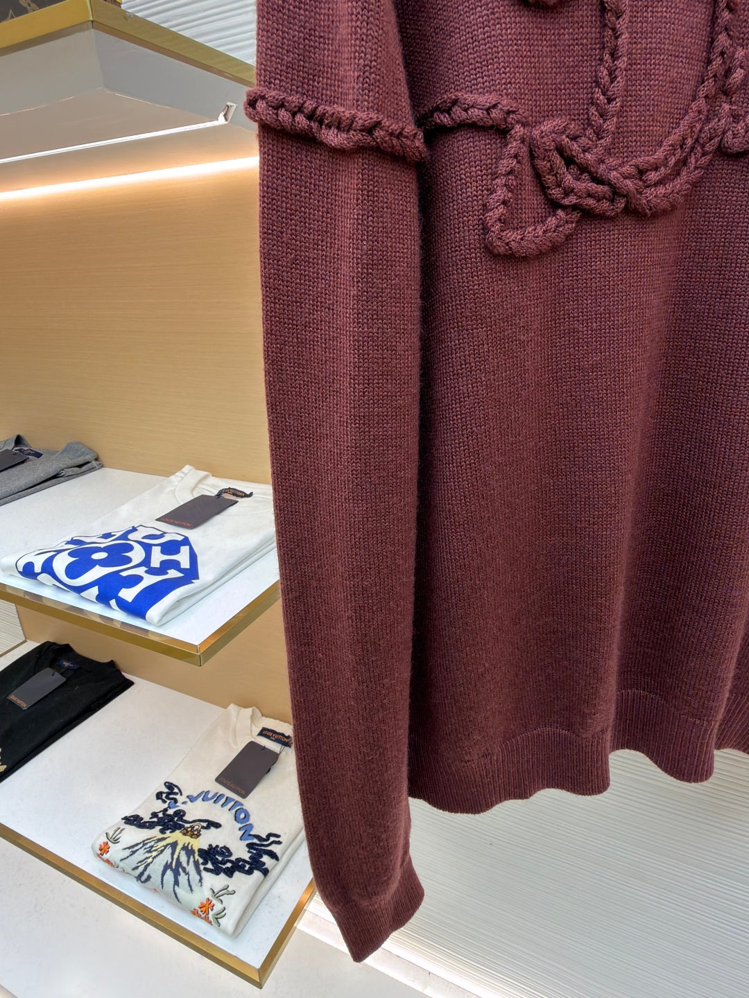 Dior 2025 Ribbon Knit Sweater Burgundy Wool 746473