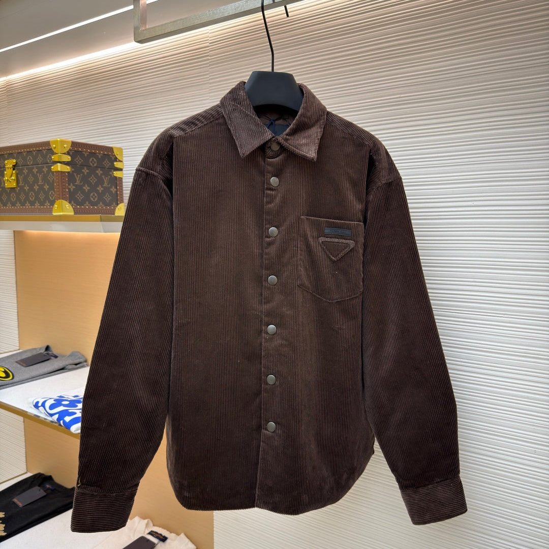 Prada 2025 Shirt Jacket Brown Cotton Wool