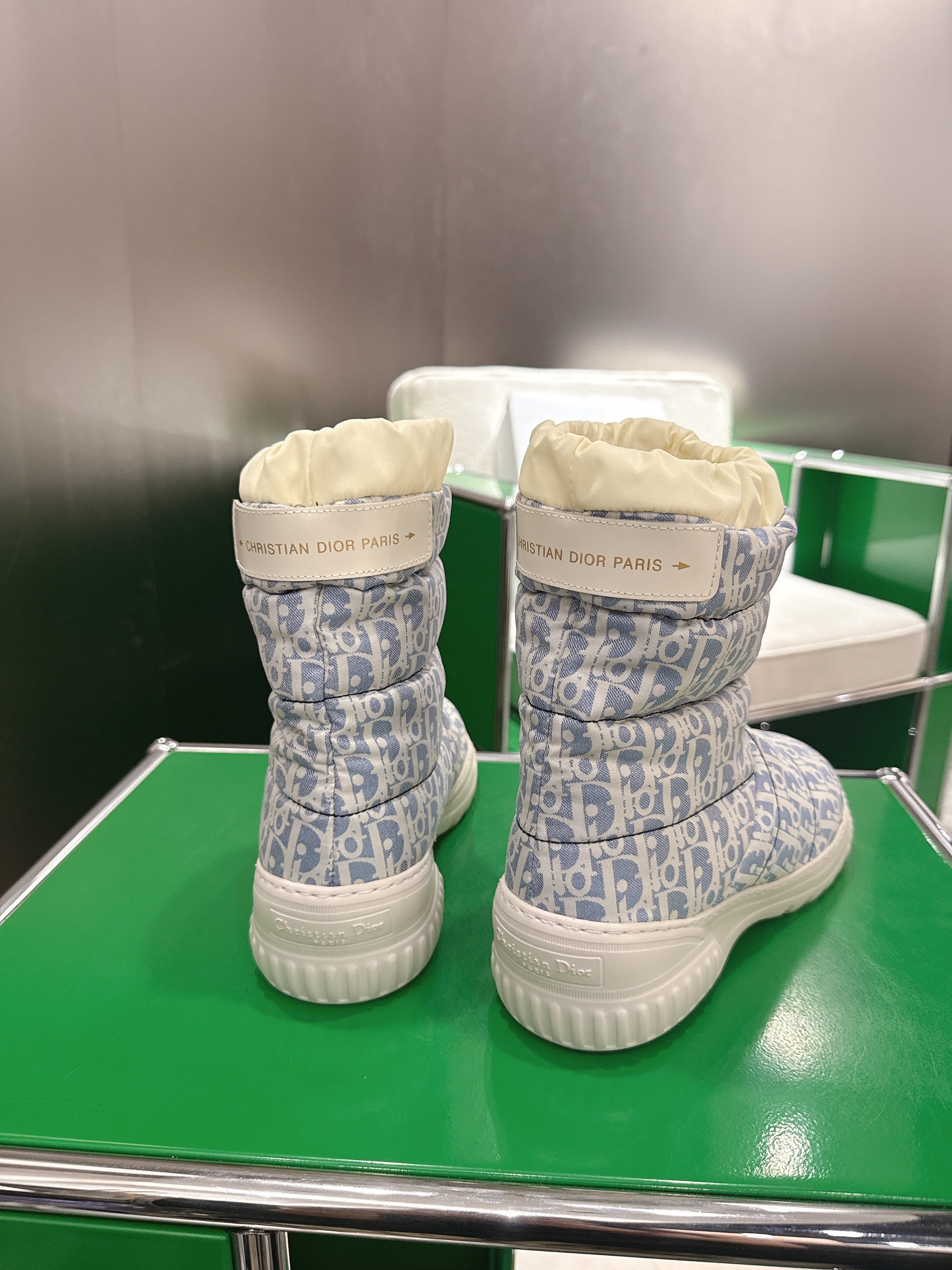 Dior 2025 Frost Ankle Boot Blue White Frabic Calfskin Wool 507566