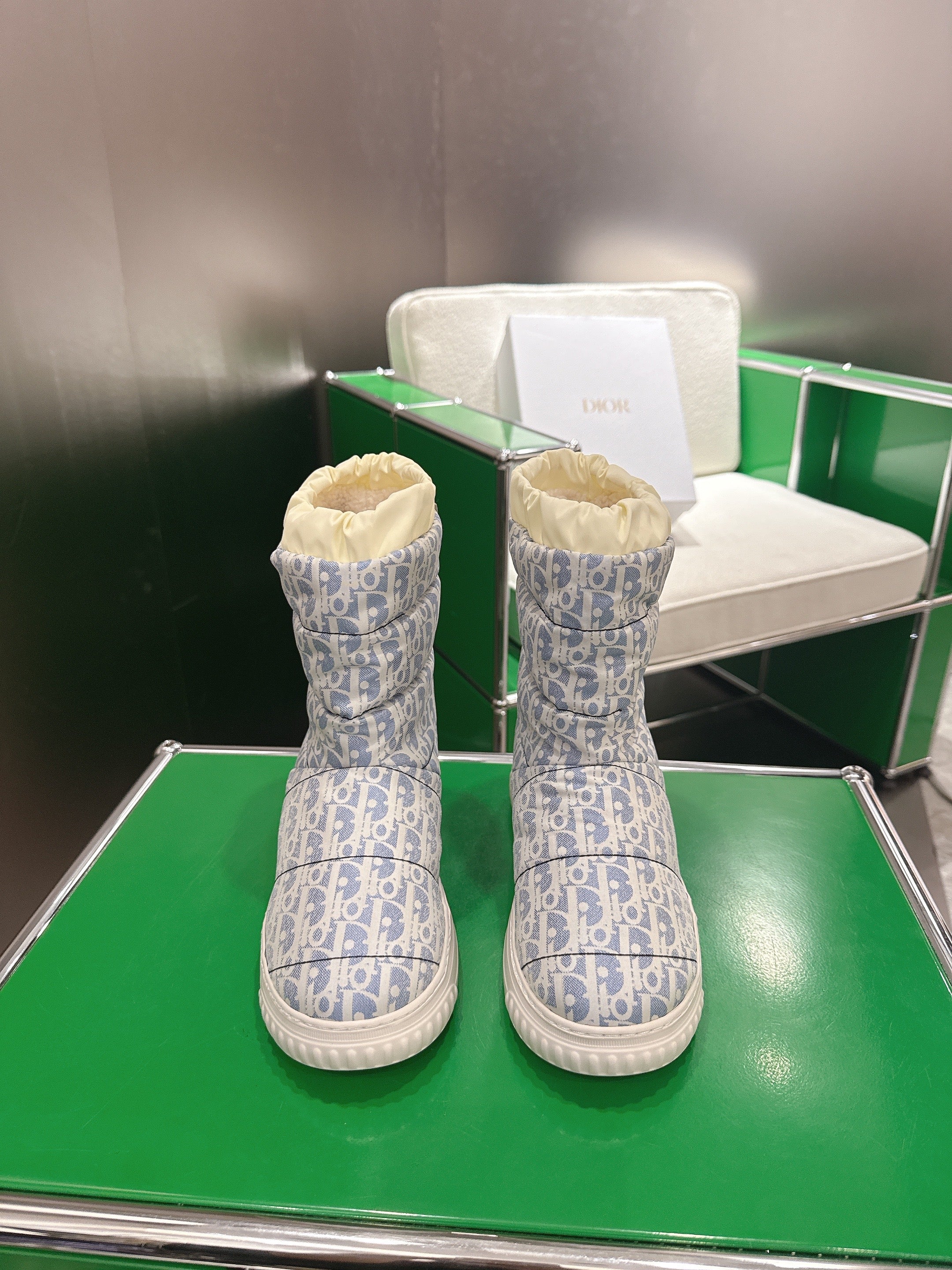 Dior 2025 Frost Ankle Boot Blue White Frabic Calfskin Wool 507566
