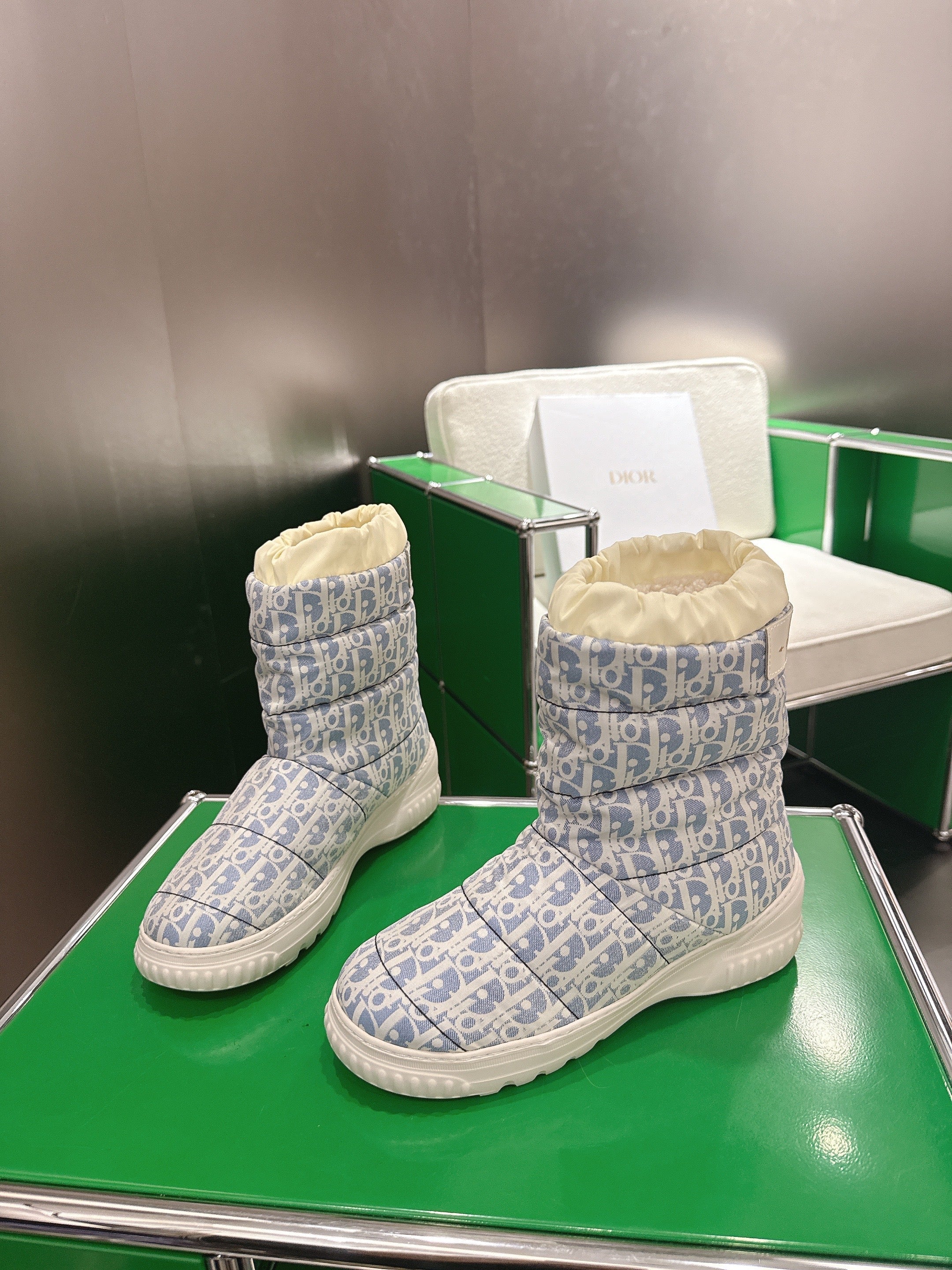 Dior 2025 Frost Ankle Boot Blue White Frabic Calfskin Wool 507566