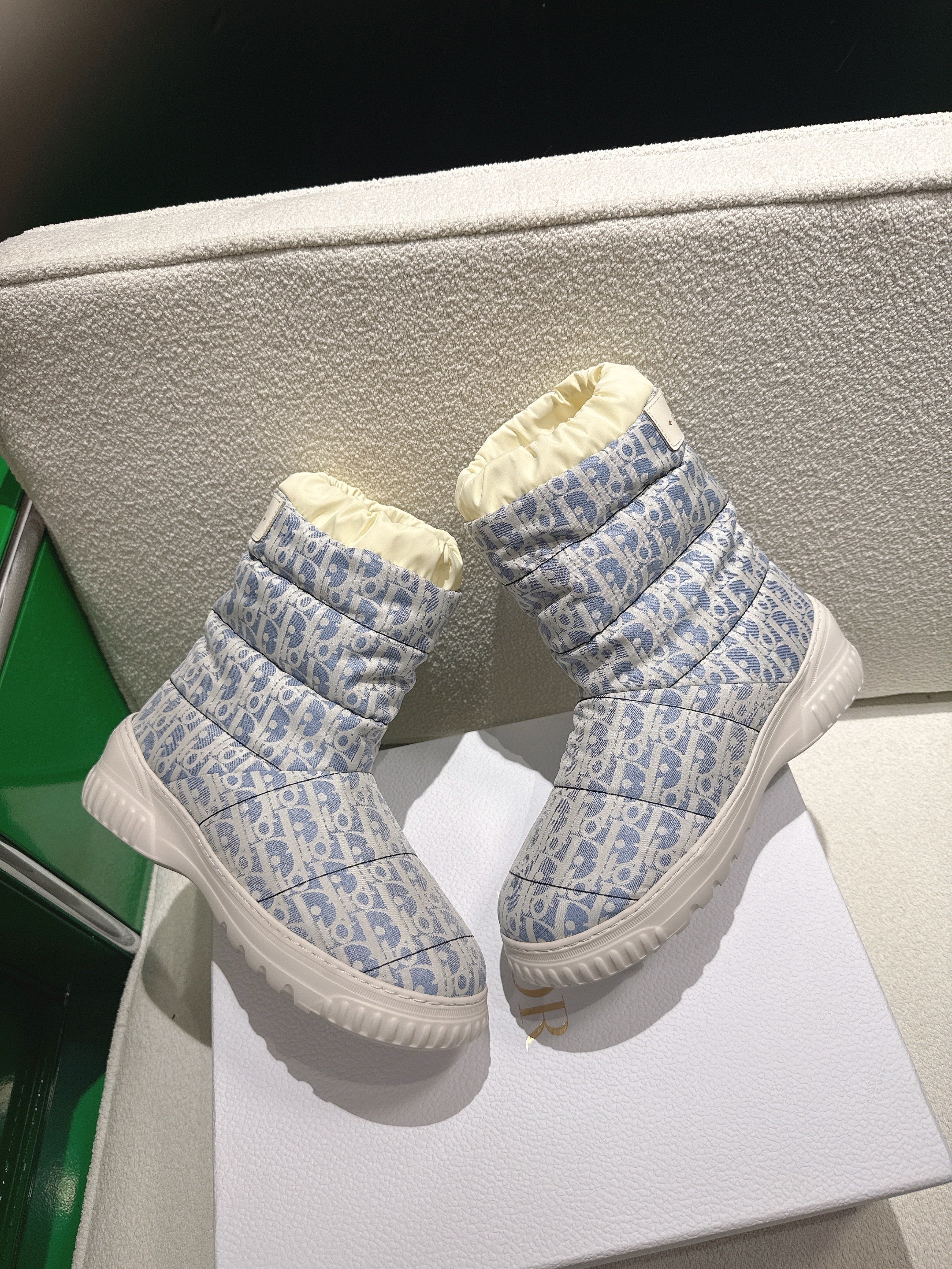 Dior 2025 Frost Ankle Boot Blue White Frabic Calfskin Wool 507566