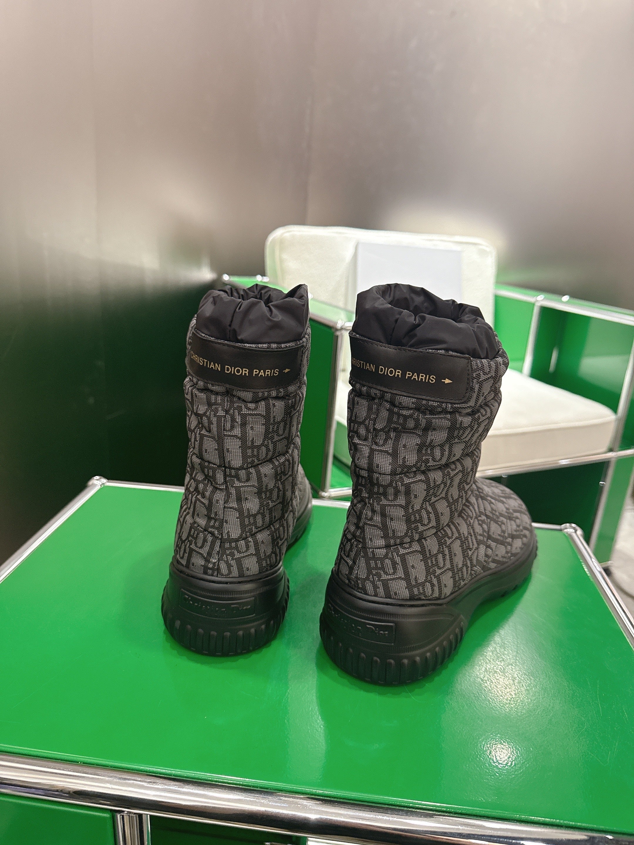 Dior 2025 Frost Ankle Boot Black Gray Frabic Calfskin Wool 507567