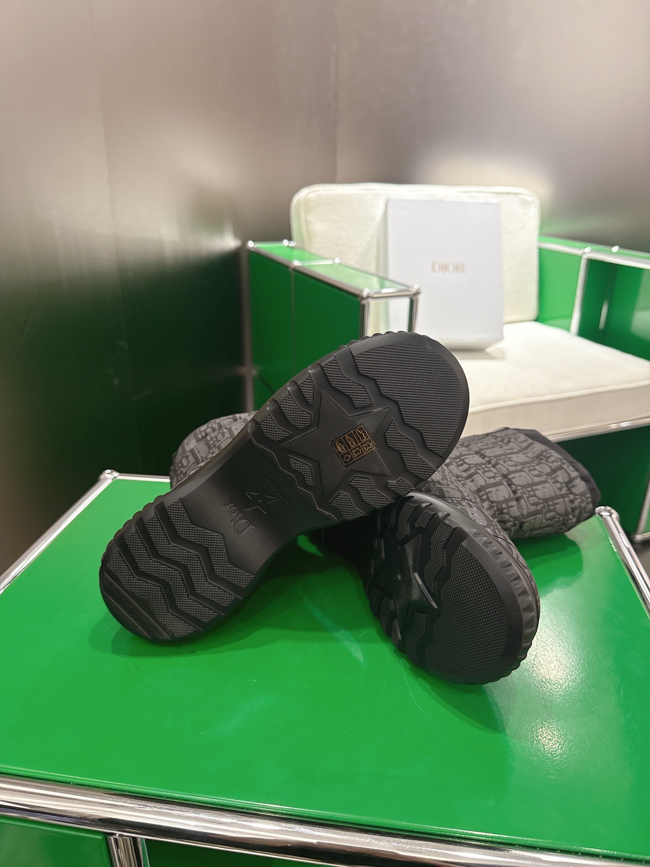 Dior 2025 Frost Ankle Boot Black Gray Frabic Calfskin Wool 507567