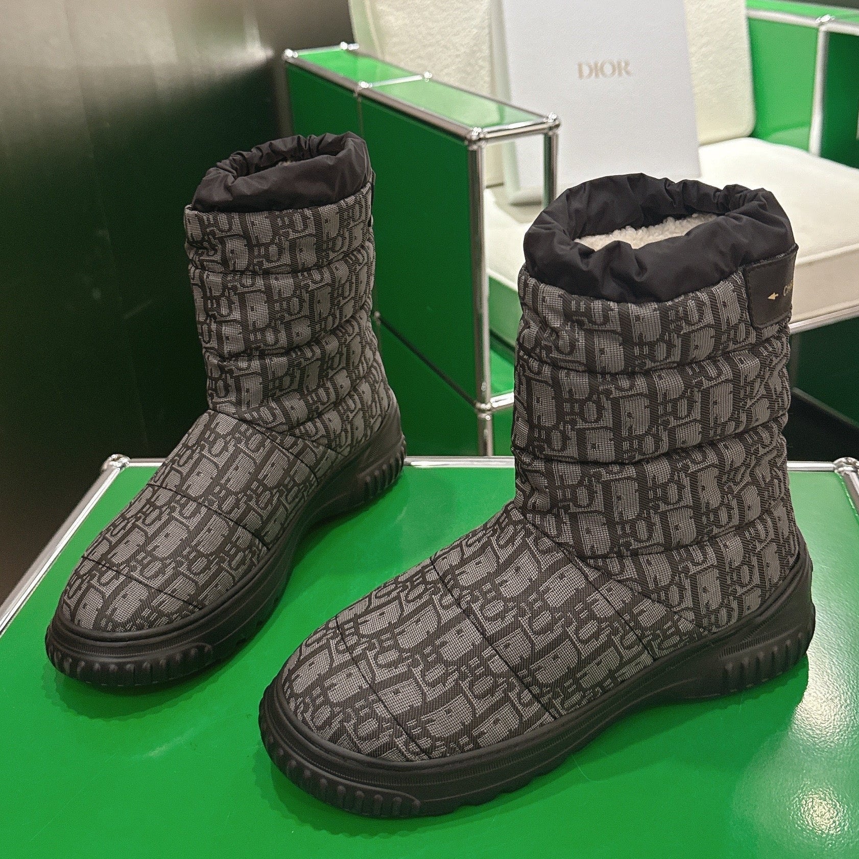 Dior 2025 Frost Ankle Boot Black Gray Frabic Calfskin Wool 507567