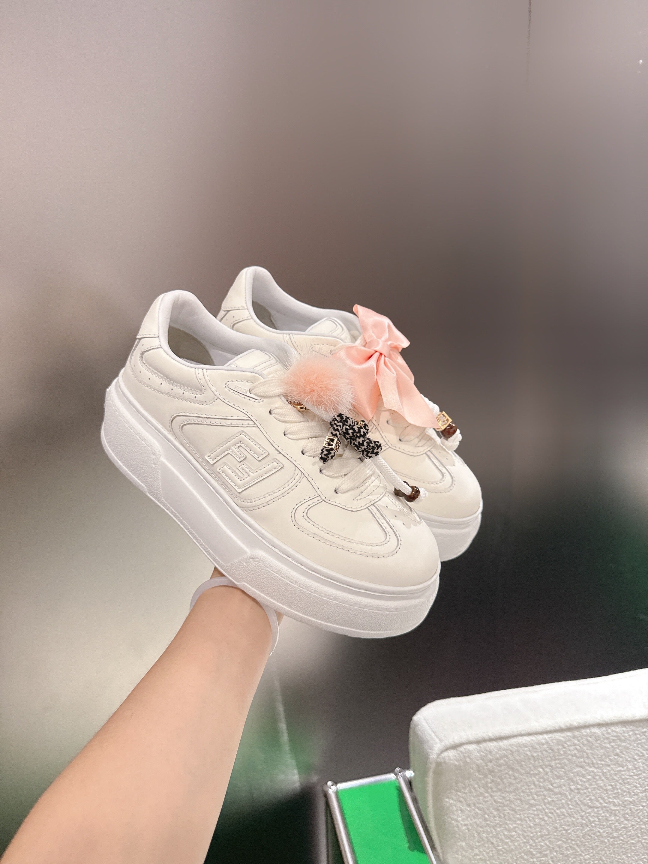 Fendi 2025 Match Platform Sneakers White Leather 562575