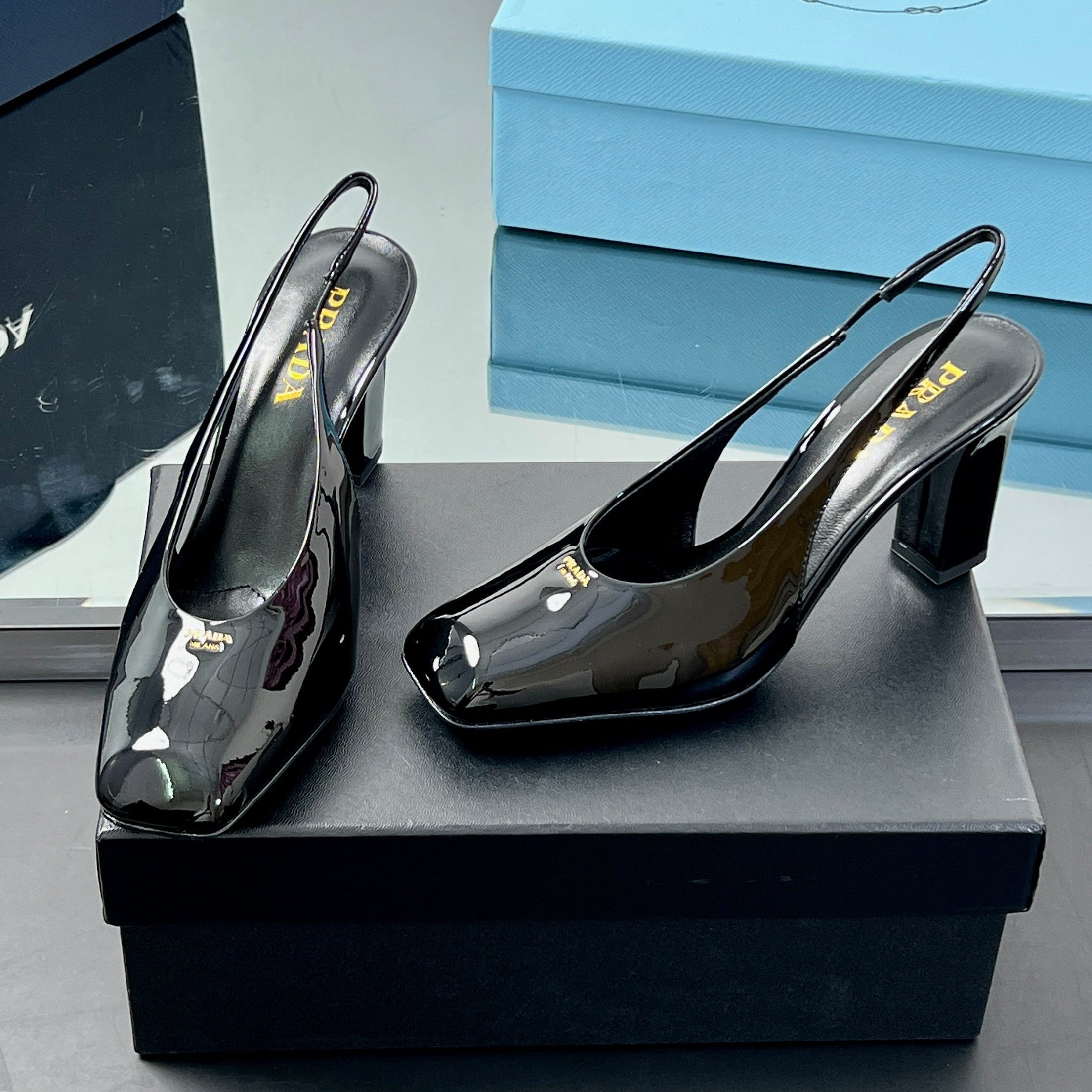 Prada 2025 Slingback Black Patent Leather 324961