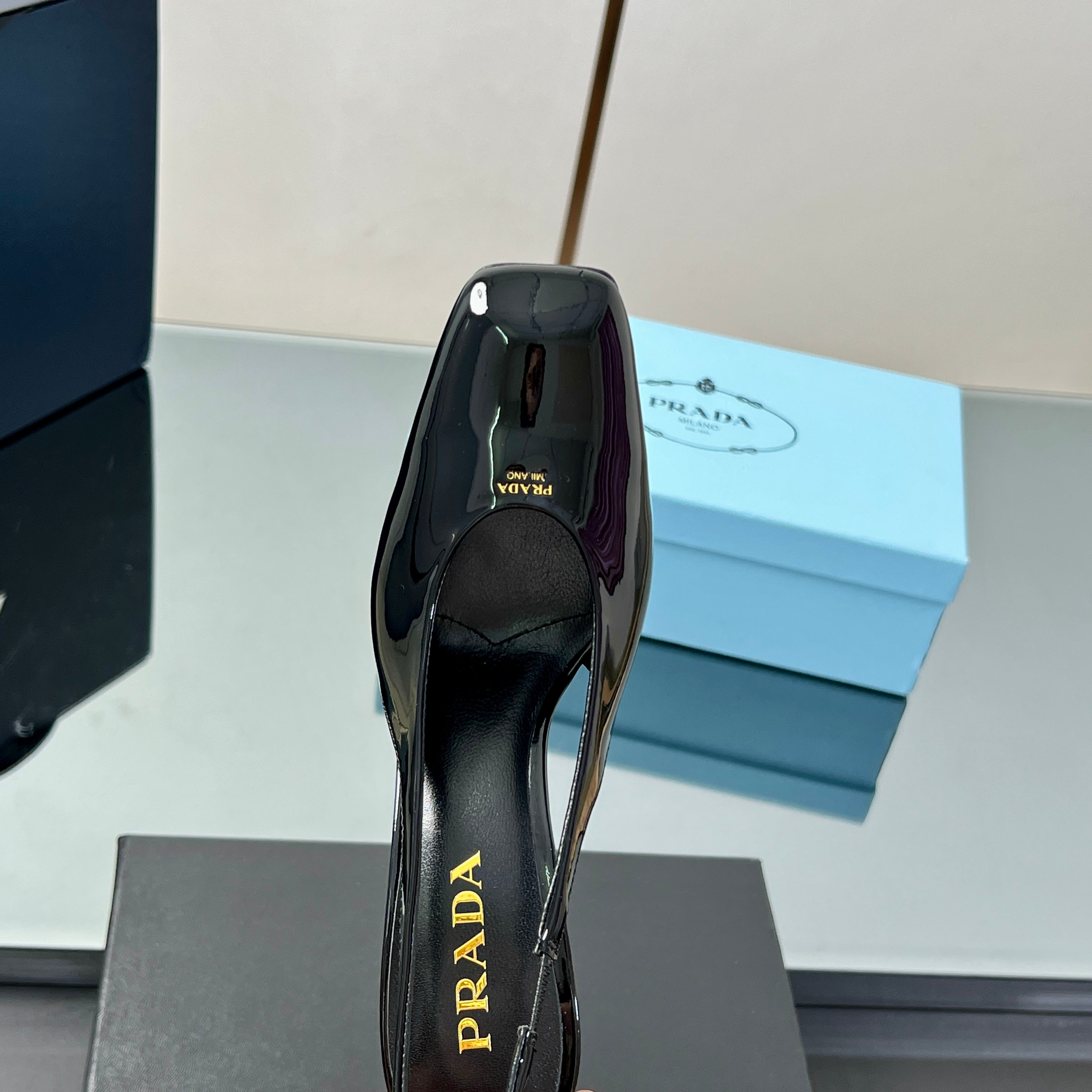 Prada 2025 Slingback Black Patent Leather 324961