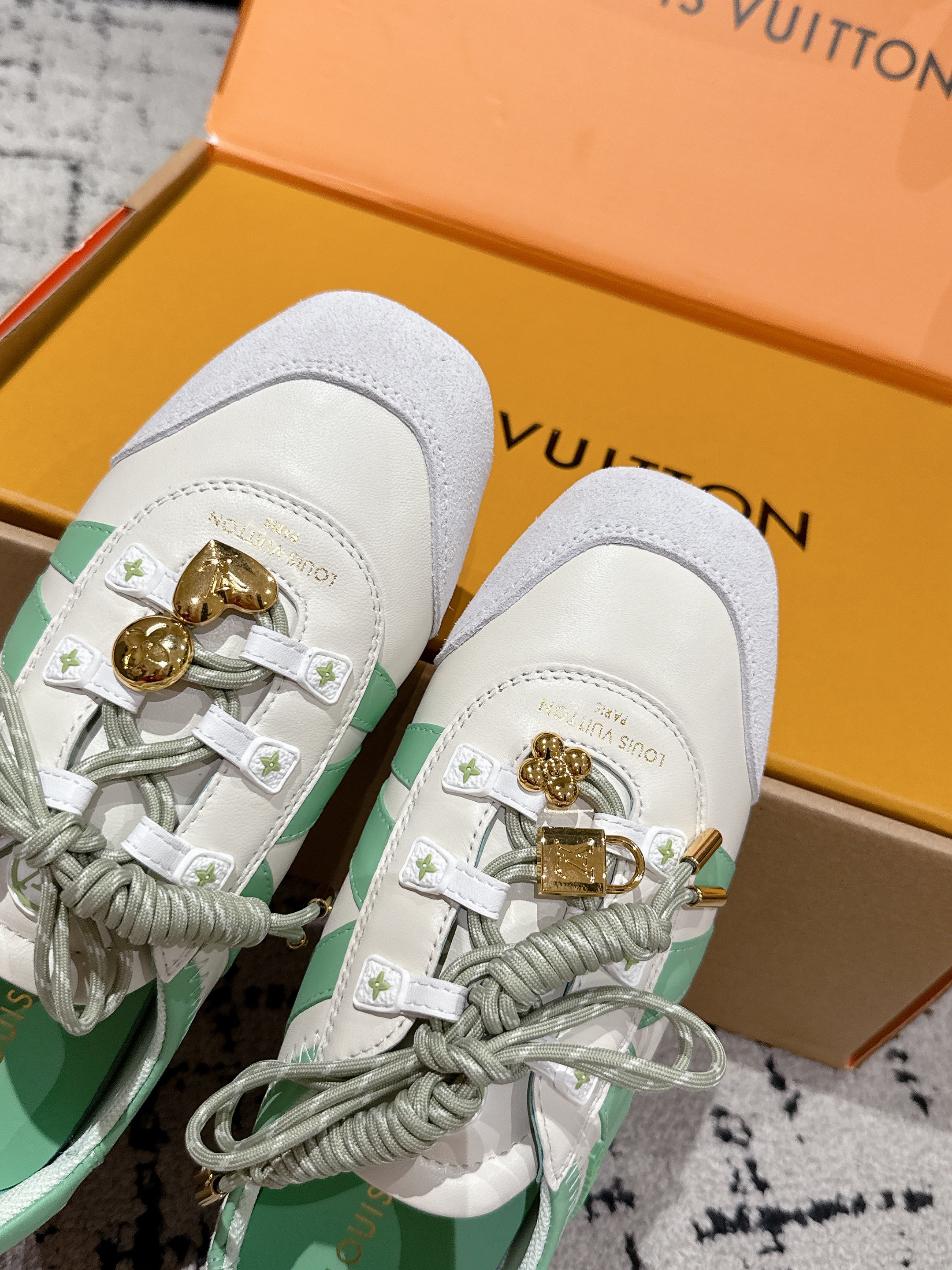 LV Sneakerina ballet-style sneaker light green  white cowhide 383384