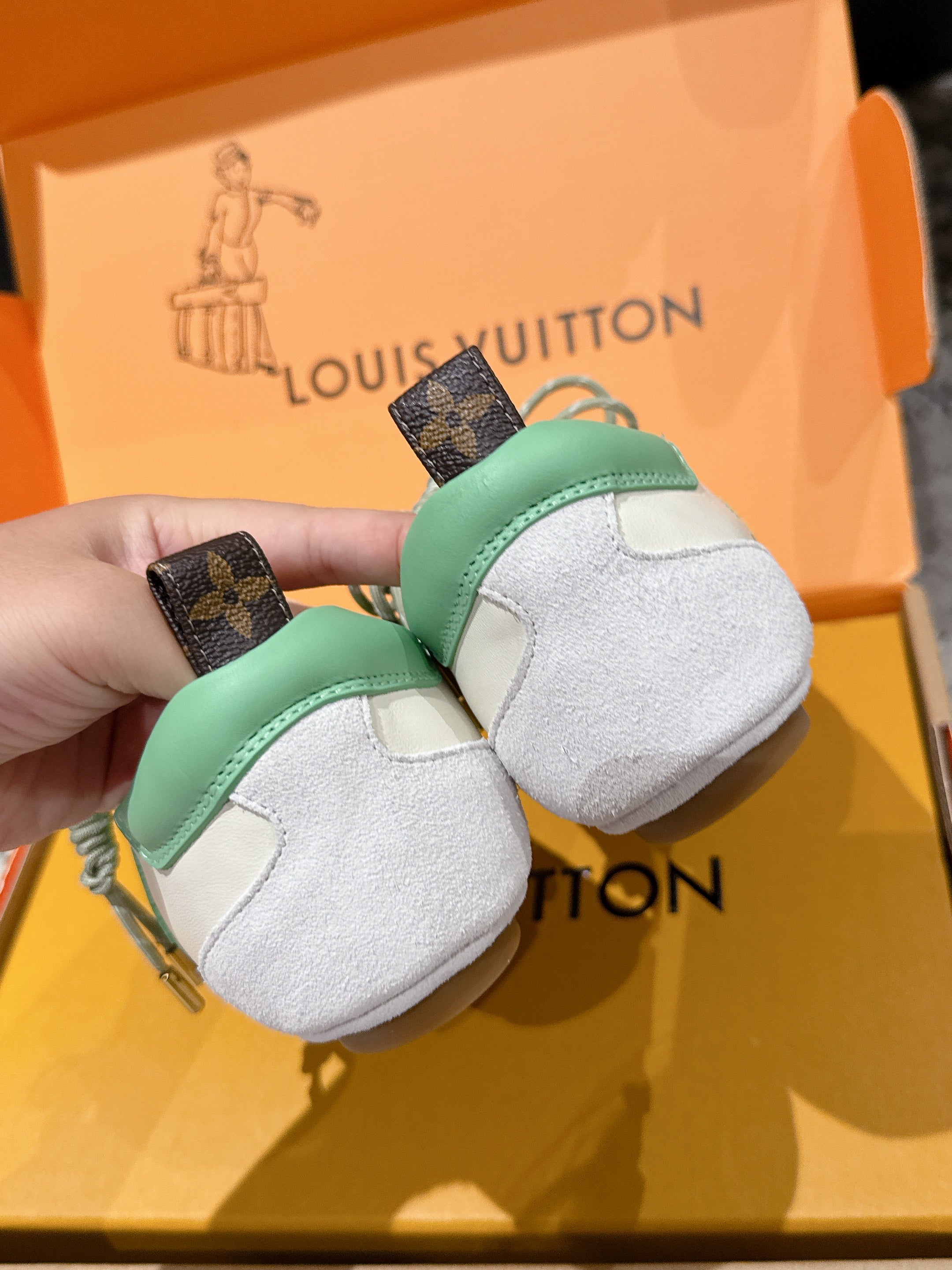 LV Sneakerina ballet-style sneaker light green  white cowhide 383384