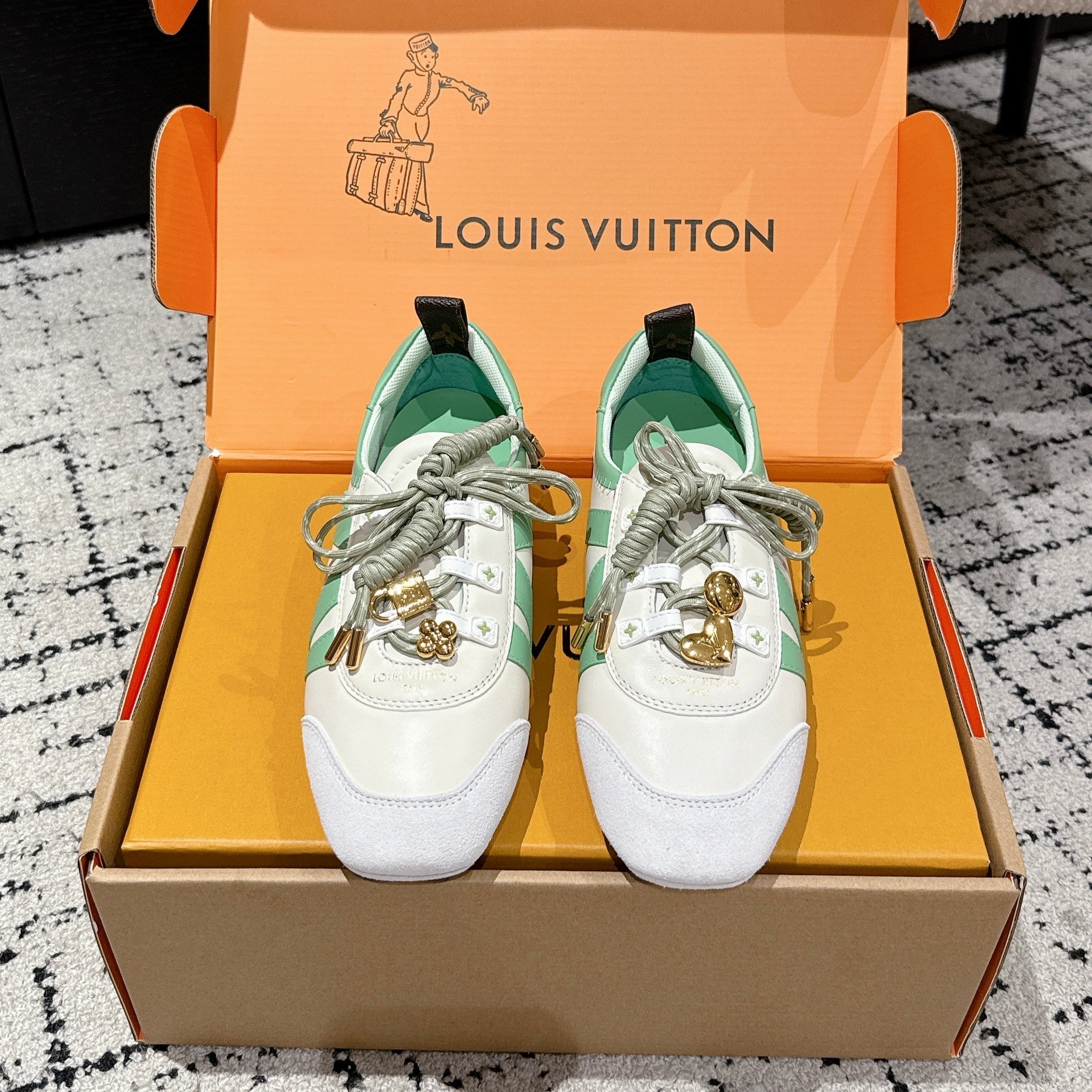 LV Sneakerina ballet-style sneaker light green  white cowhide 383384