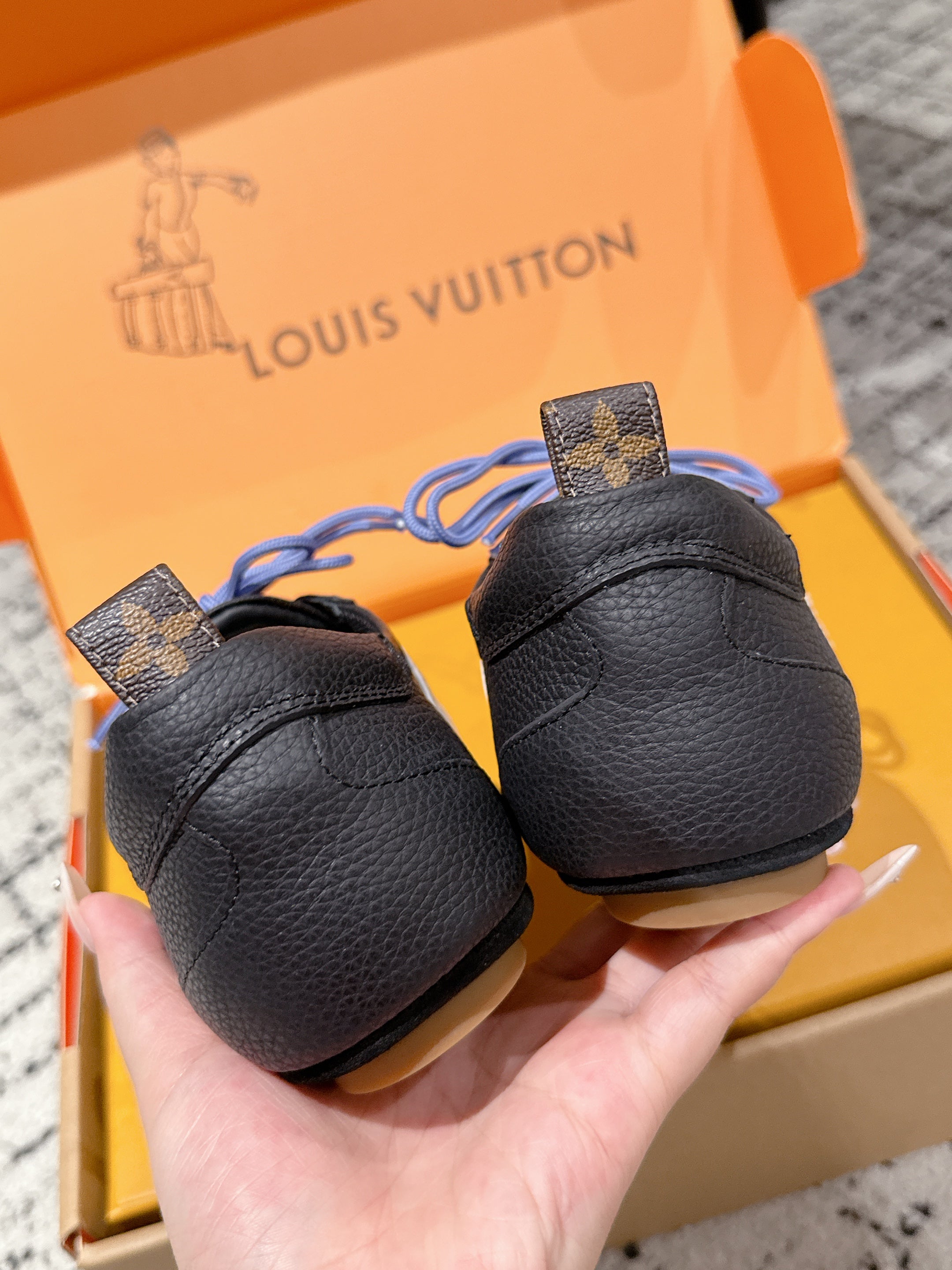 LV Sneakerina ballet-style sneaker black white cowhide 383386