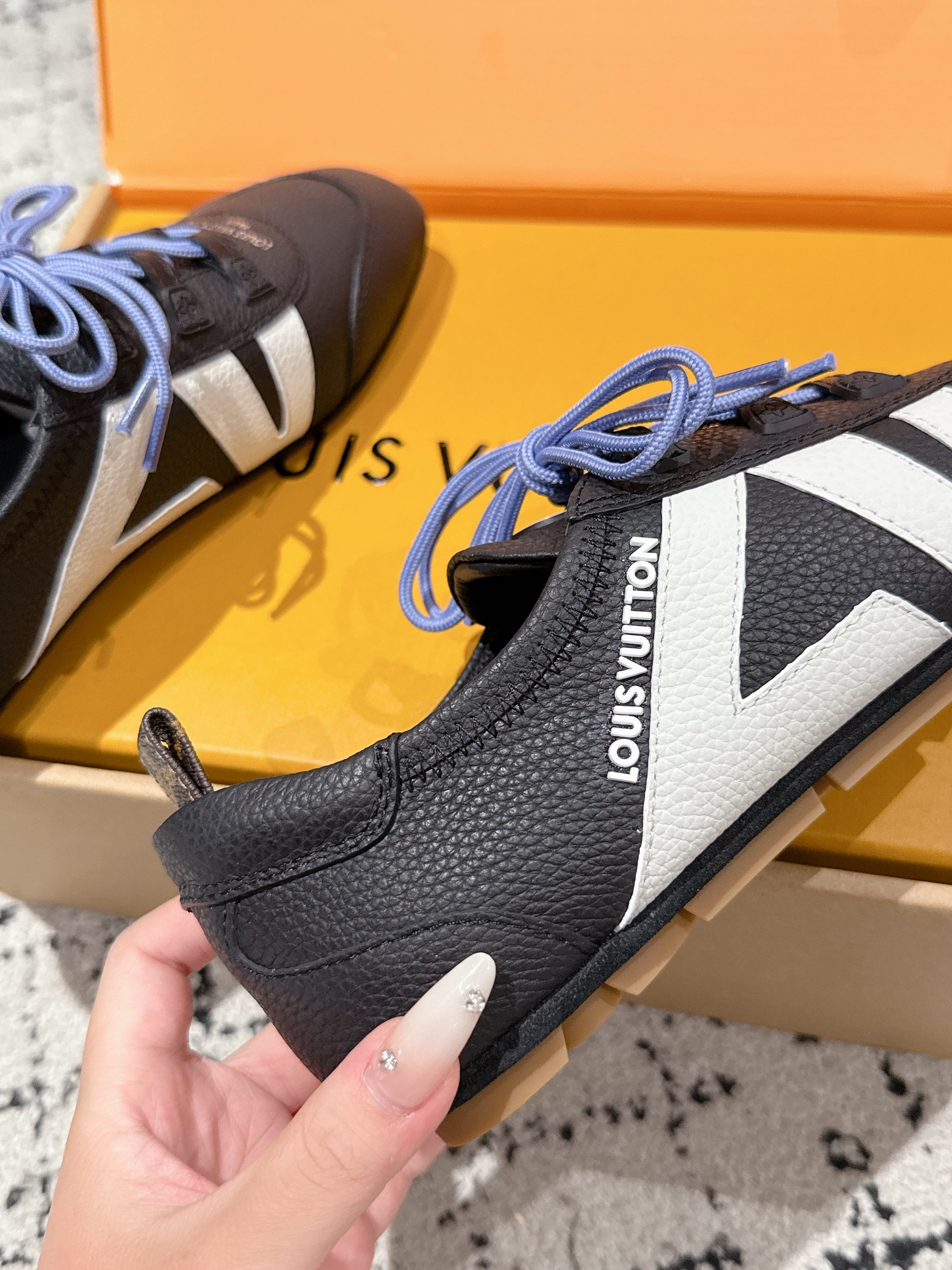 LV Sneakerina ballet-style sneaker black white cowhide 383386