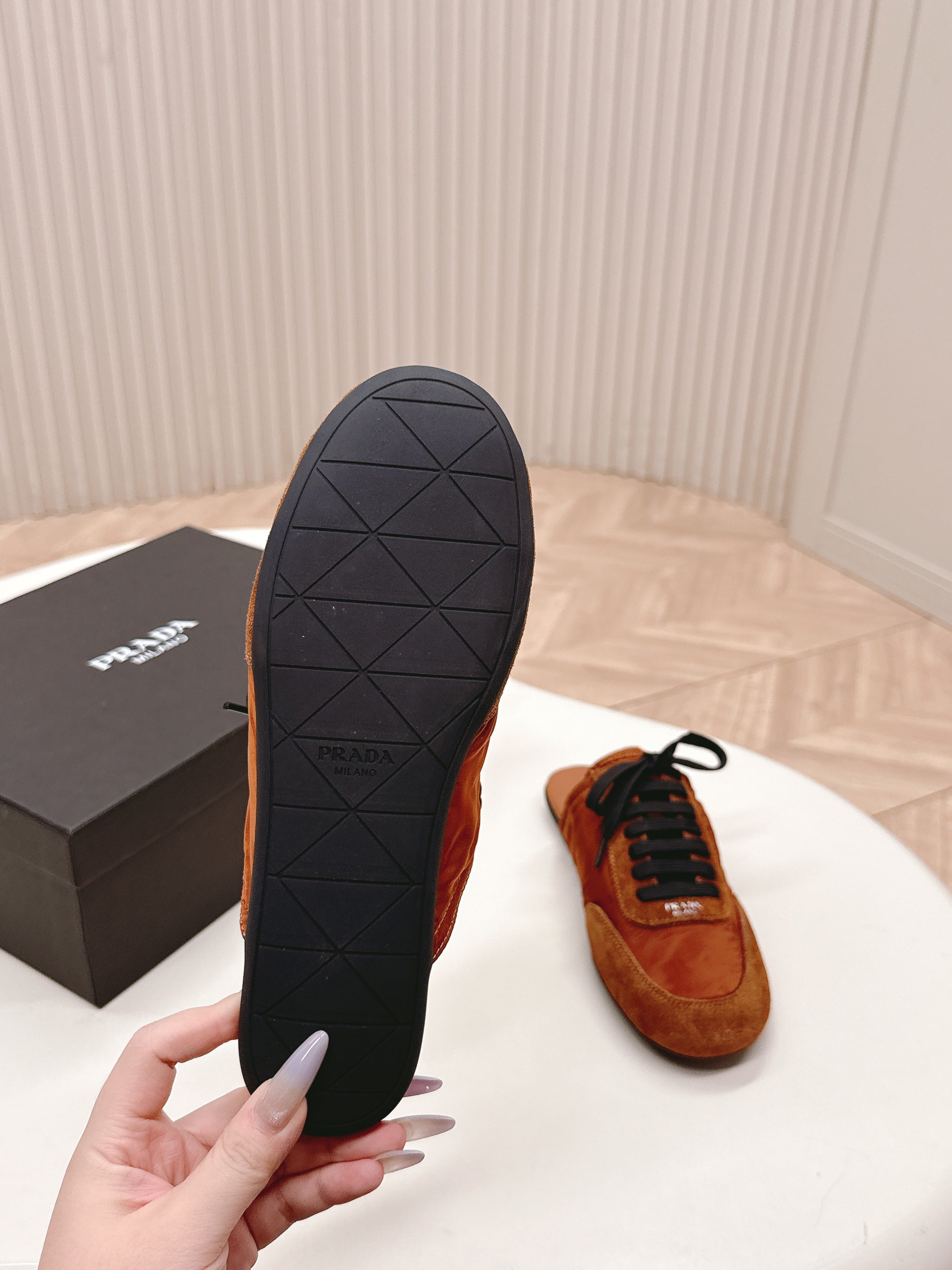 PRA 26S Mule Sneaker Camel Brown Suede Canvas 600607