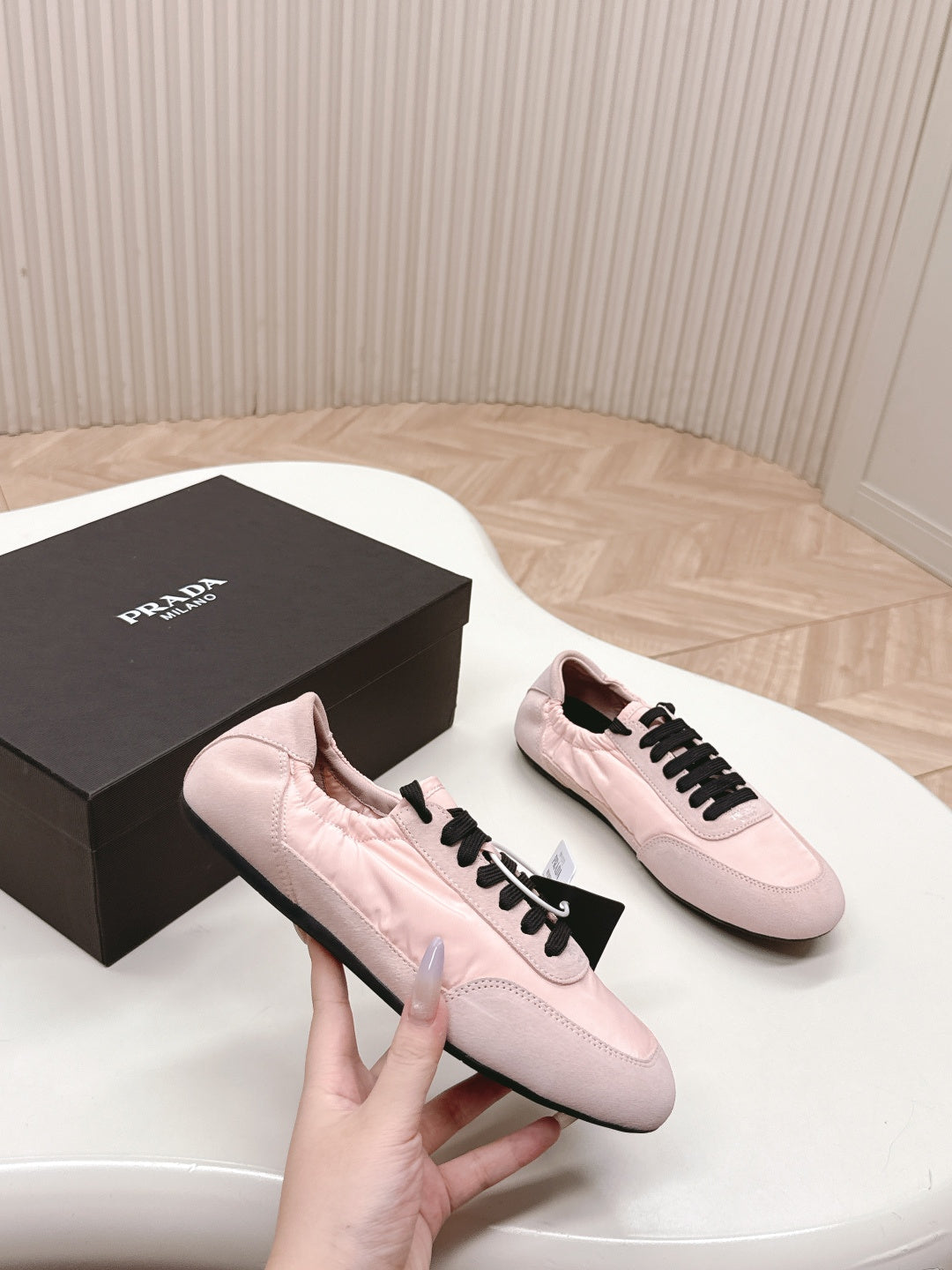 PRA 26S Sneaker Light Pink Suede Canvas 600604