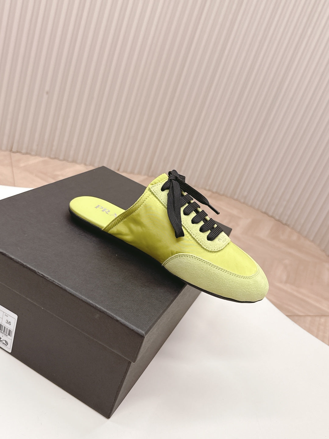 PRA 26S Mule Sneaker Lime Green Suede Canvas 600609