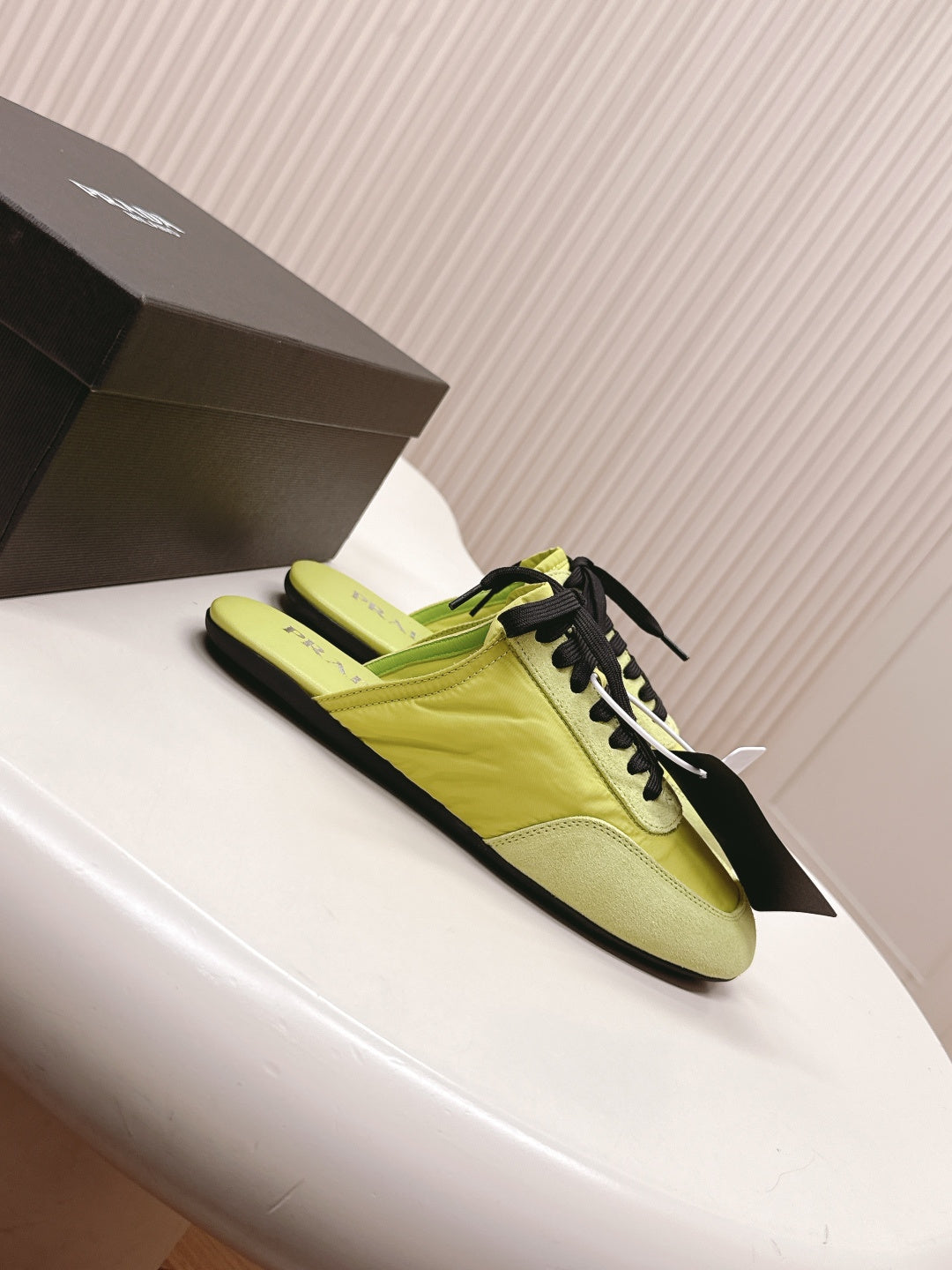 PRA 26S Mule Sneaker Lime Green Suede Canvas 600609