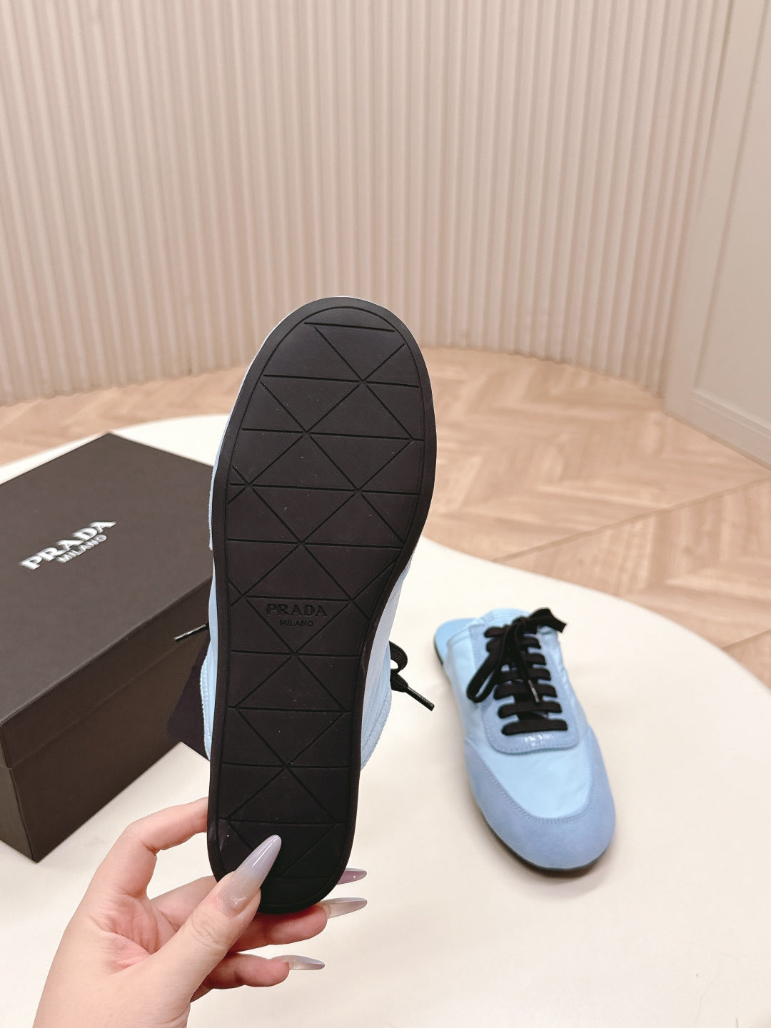 PRA 26S Mule Sneaker Light Blue Suede Canvas 600610