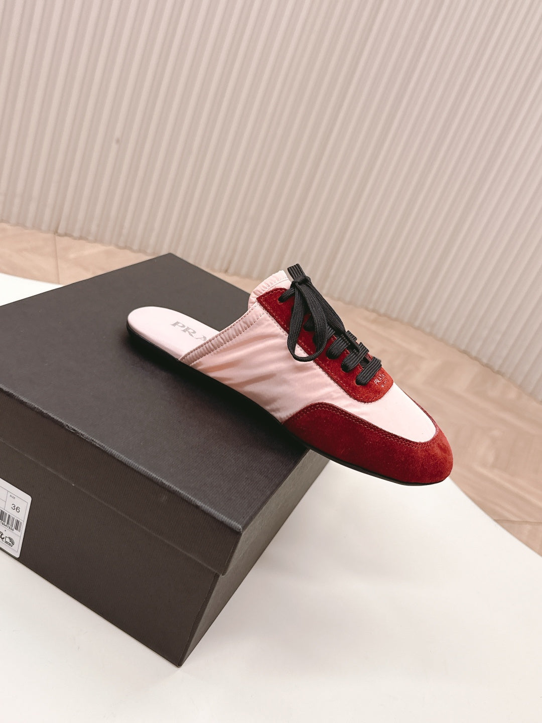 PRA 26S Mule Sneaker Light Pink Red Suede Canvas 600611