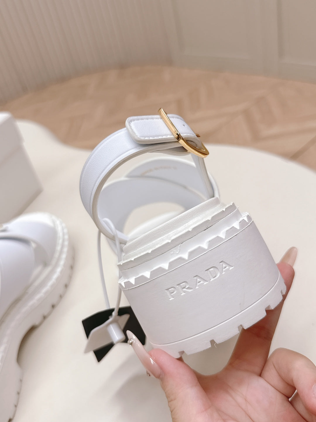 PRA 26S Platform Sandals White Cowhide 600564